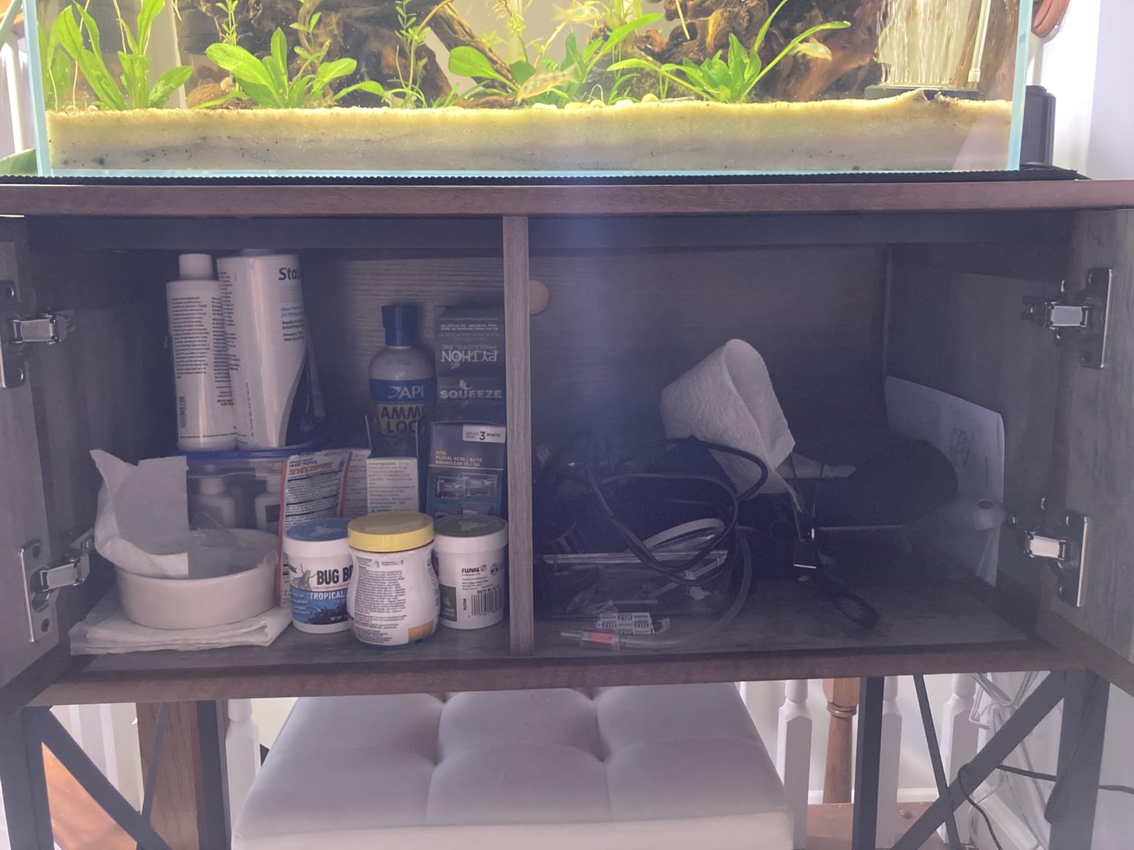 Herture 20-29 Gallon Aquarium Stand Metal Frame Fish Tank Stand with Cabinet Storage, for 20 Gallon Long Aquarium, 30.7