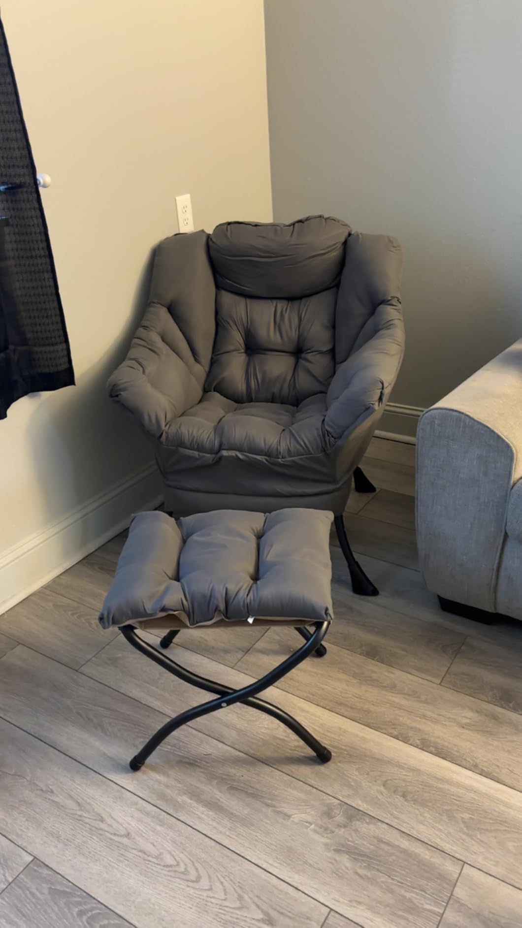 Furlide Lazy Chair with Ottoman, Modern Chair with Folding Footrest - Comfortable Reading Chair with Oversized Armrests customer photo 1