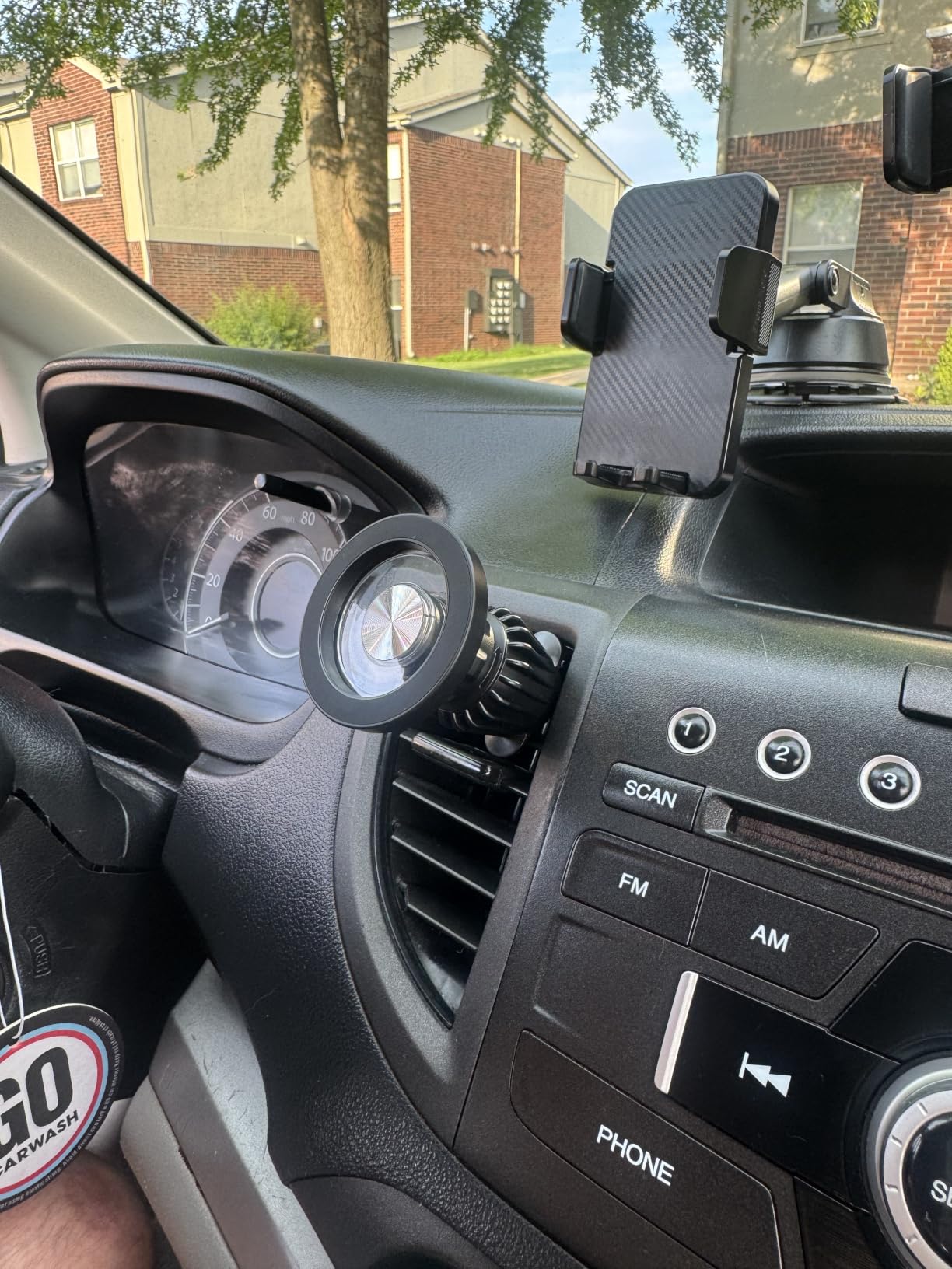 for iPhone Magsafe car Mount [20 Strong Magnets] Magnetic Phone Holder for Car Dashboard [360° Rotation] Hands Free Car Phone Holder Mount Dash Fit iPhone 15 14 13 12 Pro Max Plus MagSafe Car Accessories customer photo 2