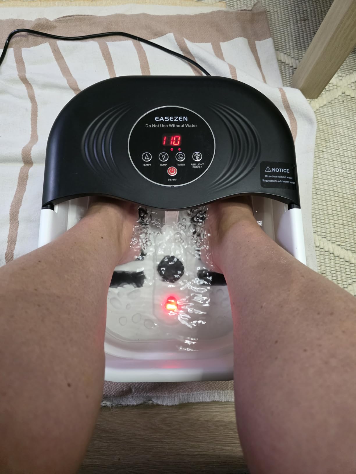 Collapsible Heated Foot Spa Bath with Bubble, Foot Soaking Tub Featuring 8 Shiatsu Rollers Pumice Stone and Built-in Timer for Foot Relaxation (Black) customer photo 1