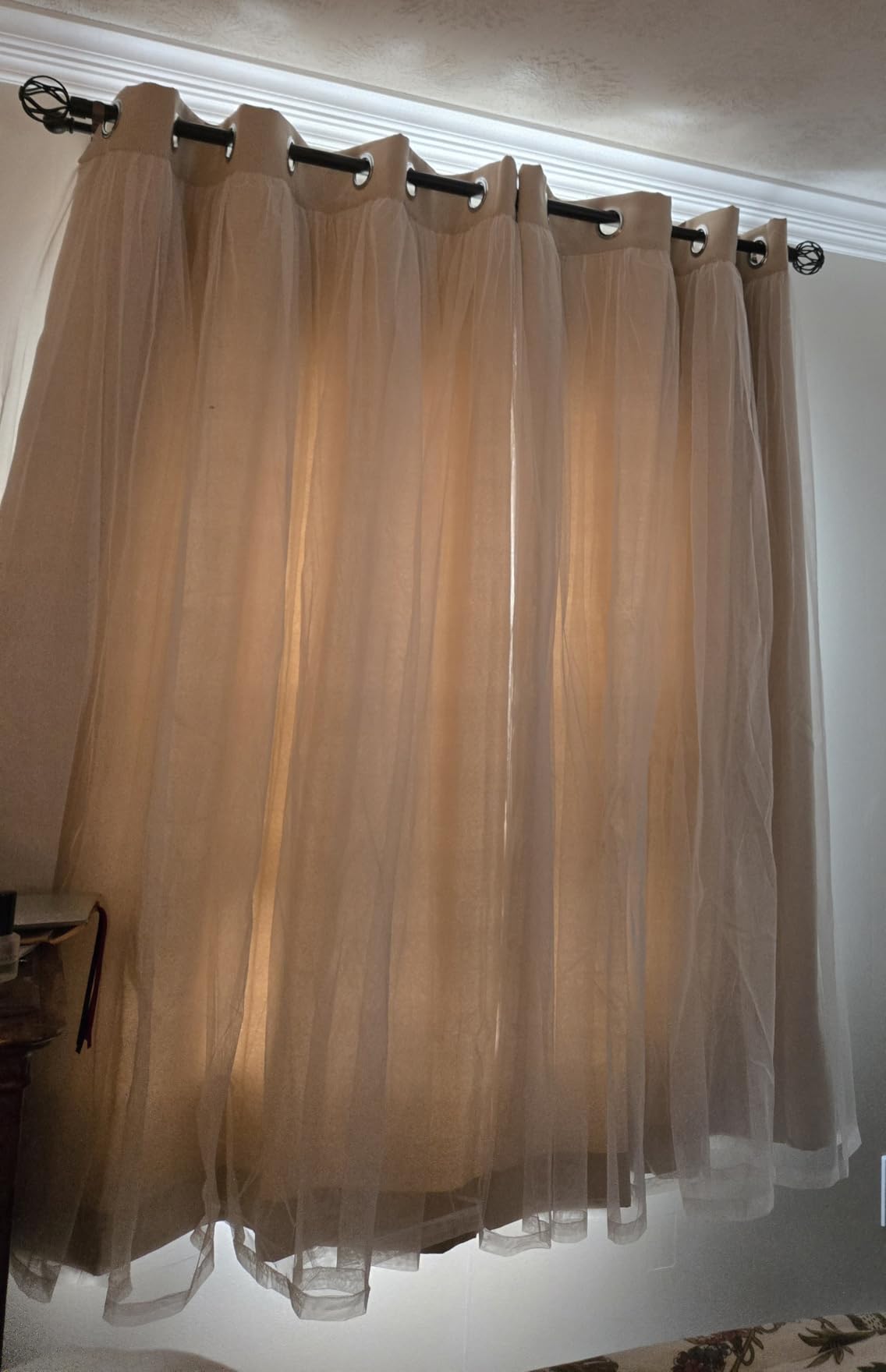 INLINAS Blackout Curtains with Sheer Overlay, Beige, 52x84 Inches | Grommet Top Double Layer Curtains for Bedroom and Living Room Thermal Reduction Light Blocking and Energy Saving, Set of 2 customer photo 2
