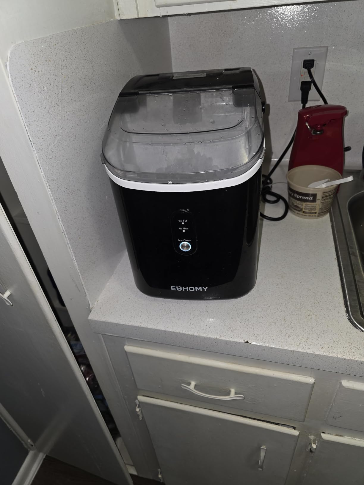 EUHOMY Nugget Ice Maker Countertop with Handle, Ready in 6 Mins, 34lbs Per Day, Removable Top Cover, Auto-Cleaning, Portable Sonic Ice Maker with Basket and Scoop, for Home/Party/RV/Camping (Black) customer photo 2