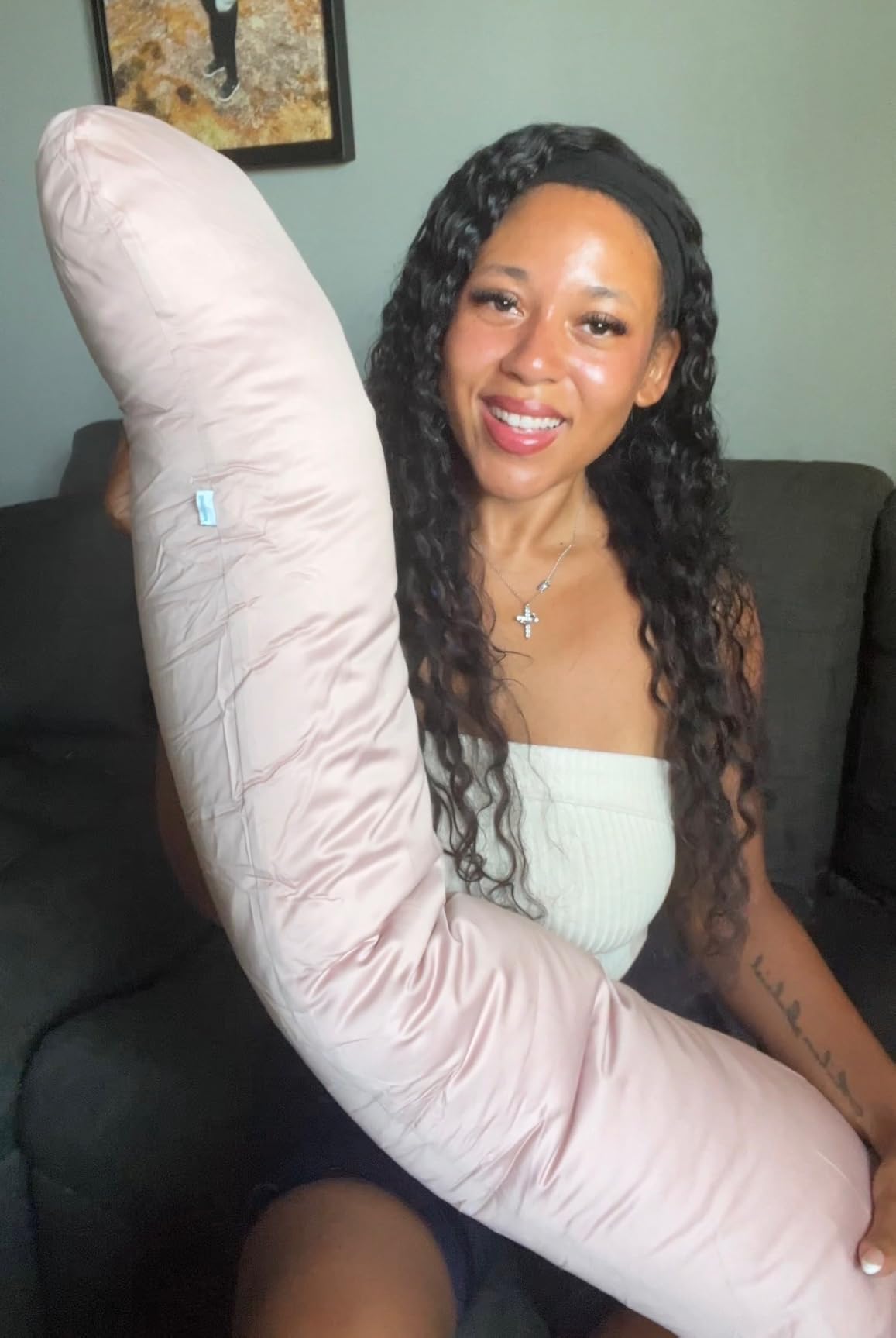SleepCloud Weighted Body Pillow 6.5lbs, Cooling Tencel Cover, 41 x 10 | Calming Weighted Comfort, Breathable Cooling Cover, Machine Washable, Made for Side Sleepers, 12 Month Warranty customer photo 2