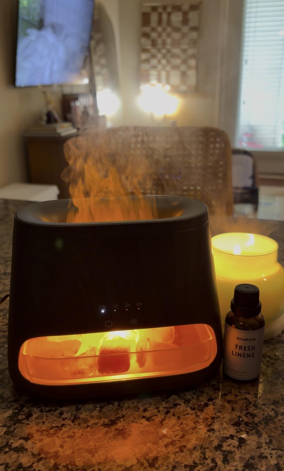 SALKING 2-in-1 Himalayan Salt Lamp Diffuser for Home, Aromatherapy Diffuser | Himalayan Salt Therapy, 150ml Ultrasonic Diffuser for Essential Oils, Cool Mist Humidifier, Auto Shut-Off, Ambient Glow, Dark customer photo 1
