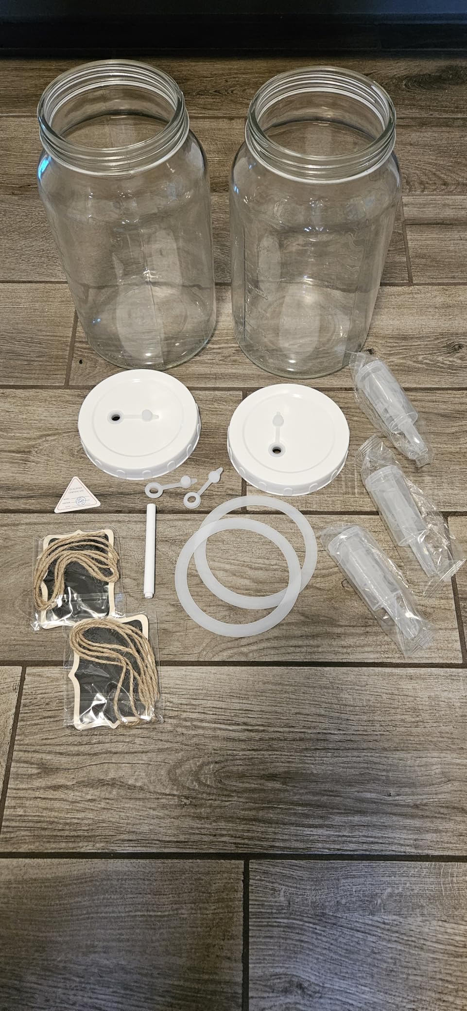 2 Pack 1 Gallon Large Fermentation Jars with 3 Airlocks and 2 SCREW Lids(100% Airtight Heavy Duty Lid w Silicone) - Wide Mouth Glass Jars w Scale Mark - Pickle Jars for Sauerkraut, Sourdough Starter customer photo 1