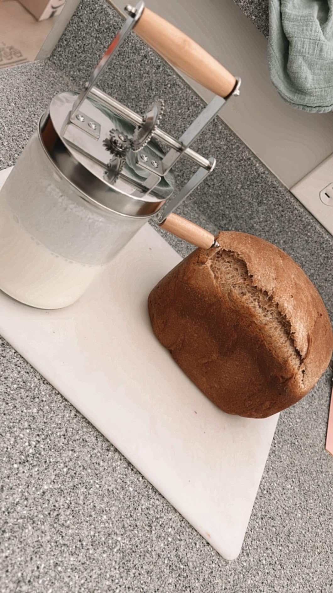 Butter Churner Hand Crank Mason Jar Homemade Butter Churn Kit Machine | Complete Dazey Kit with Cheese Cloth, Shaping Paddles, and Recipe Book customer photo 2