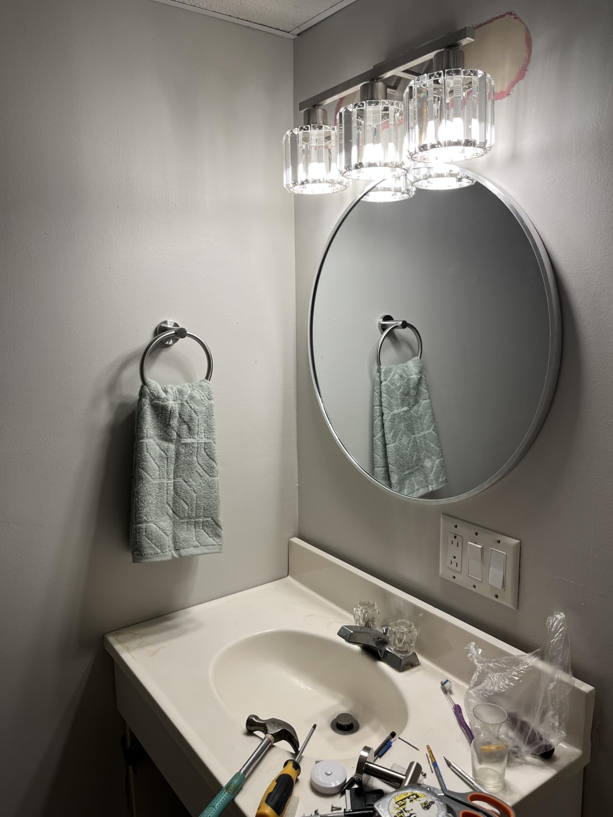 Sunniry Black Round Mirror, Round Mirror 24 inch, Matte Black Metal Frame customer photo 1