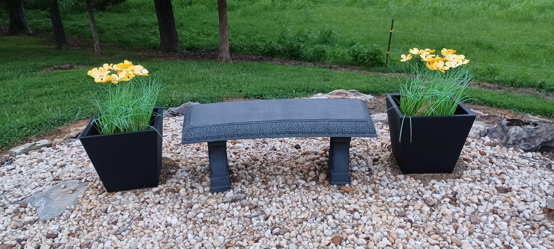 Arcadia Garden Products BE02 Fiberclay Garden, Outdoor Bench, Patio Seating for Front Porch Park Outside Furniture Decor, Gray customer photo 1