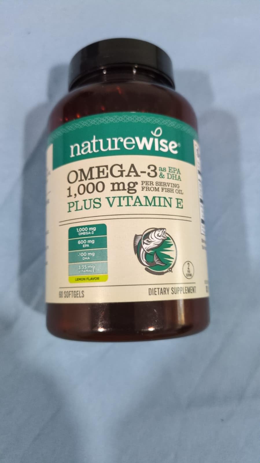 NatureWise Extra-Strength Omega 3 Fish Oil Supplement - 1000mg per Serving - 600 EPA & 400 DHA and Vitamin E - Sustainably Sourced Fish Oil - Lemon Flavor - 60 Softgels customer photo 1