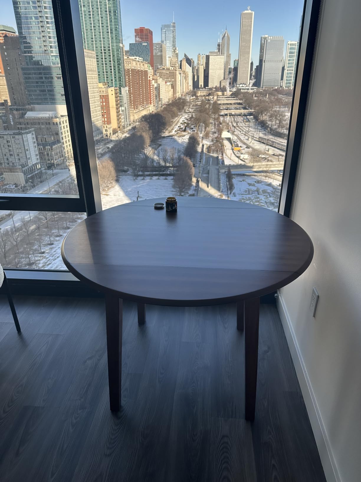 Signature Design by Ashley Shullden Drop Leaf Dining Table, 43 in, Grey | Extendable drop leaves, Seats up to 4, Space-saving footprint, Hardwood solids, select veneers and MDF substrate customer photo 1