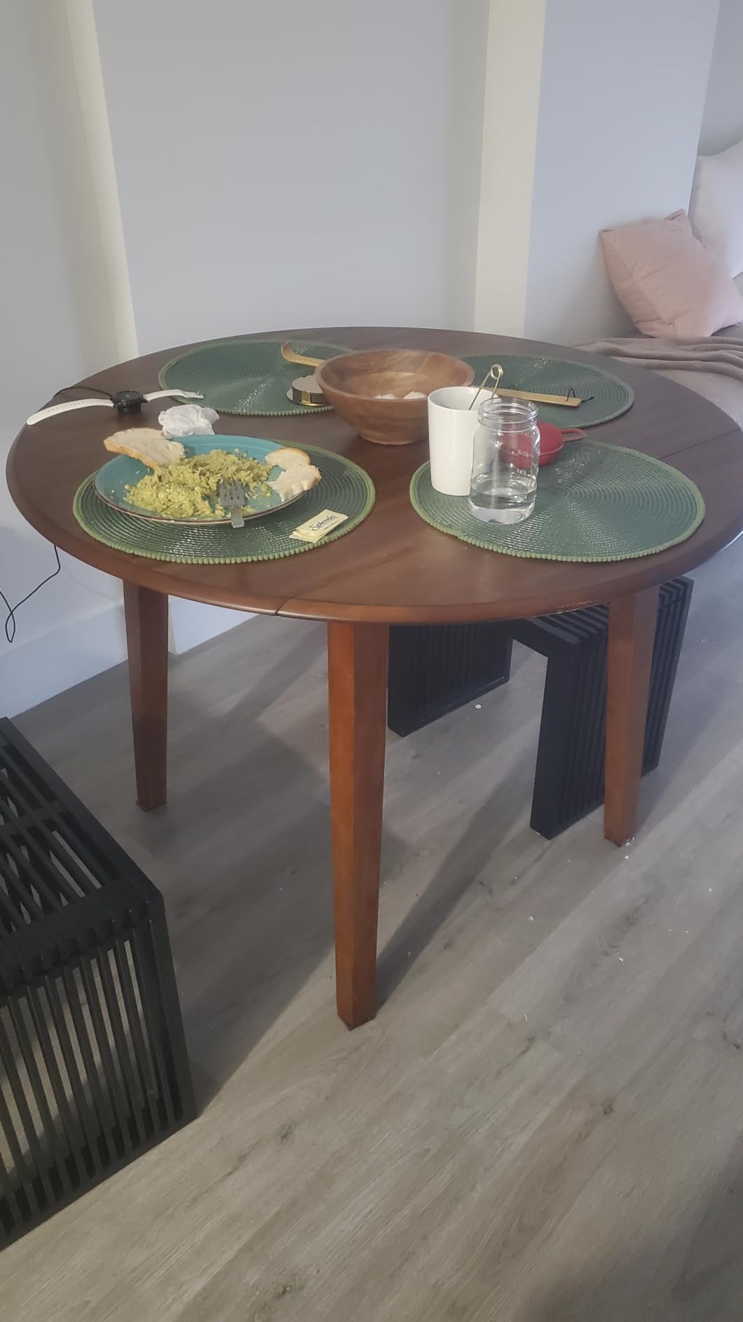 Signature Design by Ashley Shullden Drop Leaf Dining Table, 43 in, Grey | Extendable drop leaves, Seats up to 4, Space-saving footprint, Hardwood solids, select veneers and MDF substrate customer photo 2