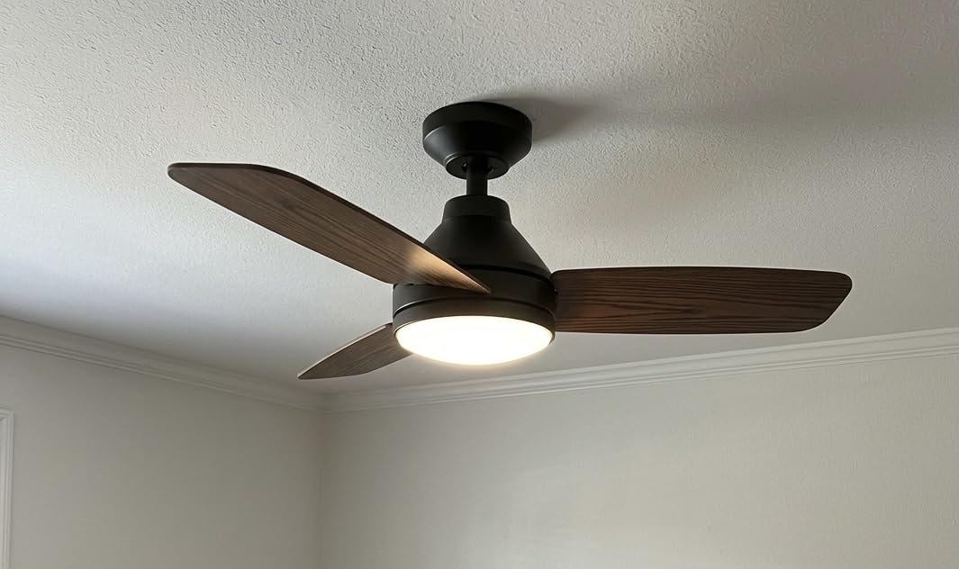 Amico 42 Inch White Low Profile Ceiling Fans with Lights and Remote | Flush mount, 3-color dimmable light, quiet reversible DC motor, easy install, memory, timer, bedroom, covered outdoor areas customer photo 2