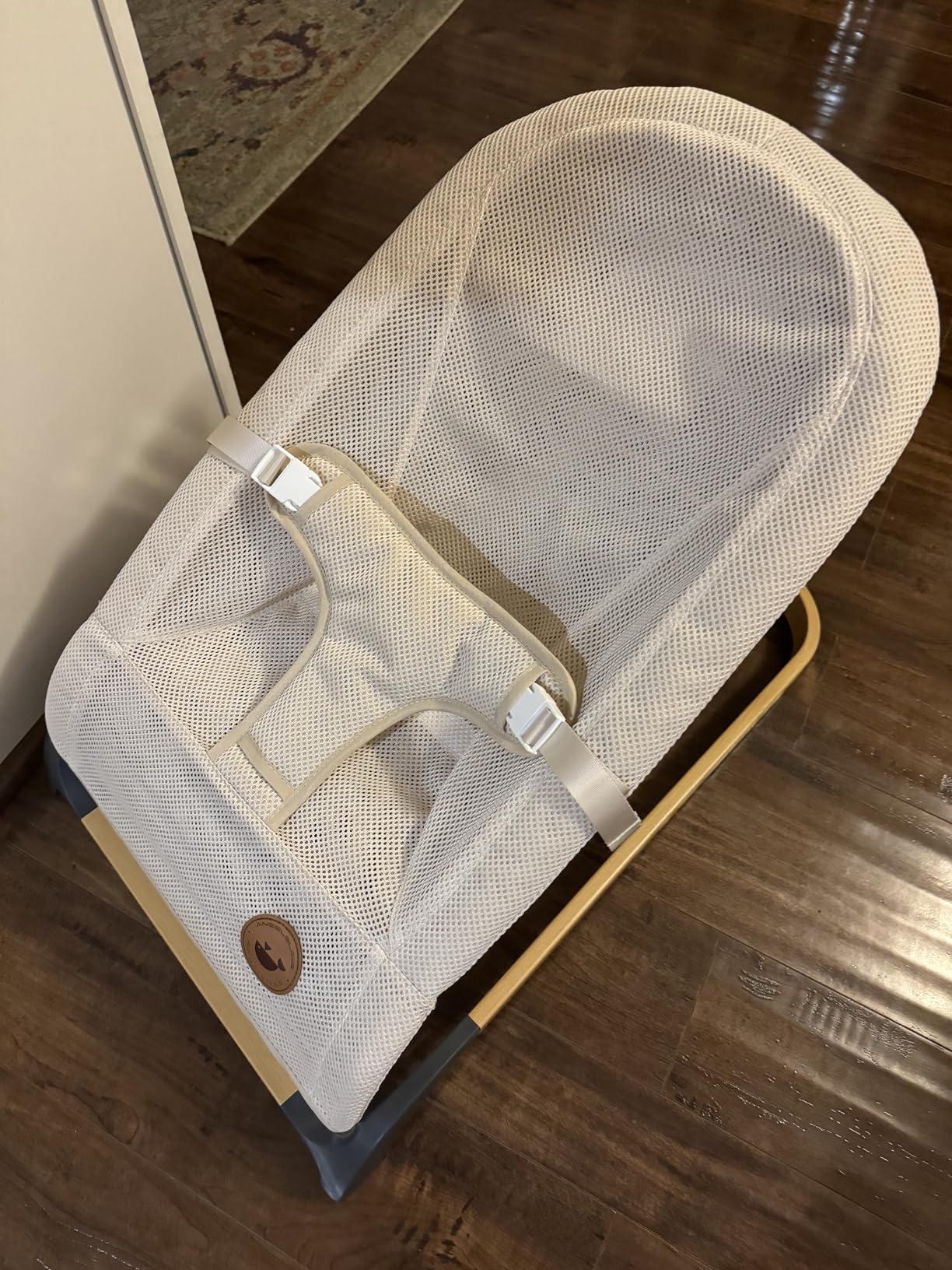 ANGELBLISS Baby Bouncer Seat for Infants, Portable Bouncy Seat, Apricot | Natural Vibrations, Soft Fabric, Ergonomic Support, Easy-Clean Cover, Foldable Frame customer photo 1