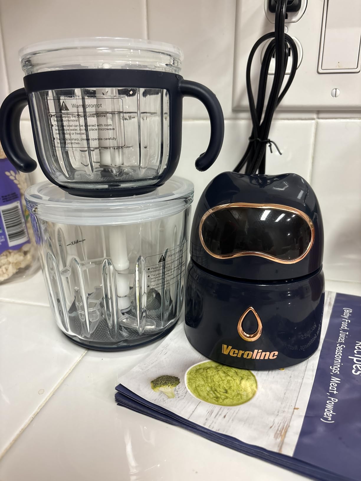 Baby Food Maker, Puree Blender Set with 600ml & 300ml Glass Bowls | Makes Smooth Baby Puree from Fruit, Meat & Vegetables, Includes Matching Baby Food Storage Containers, Baby Essentials customer photo 1
