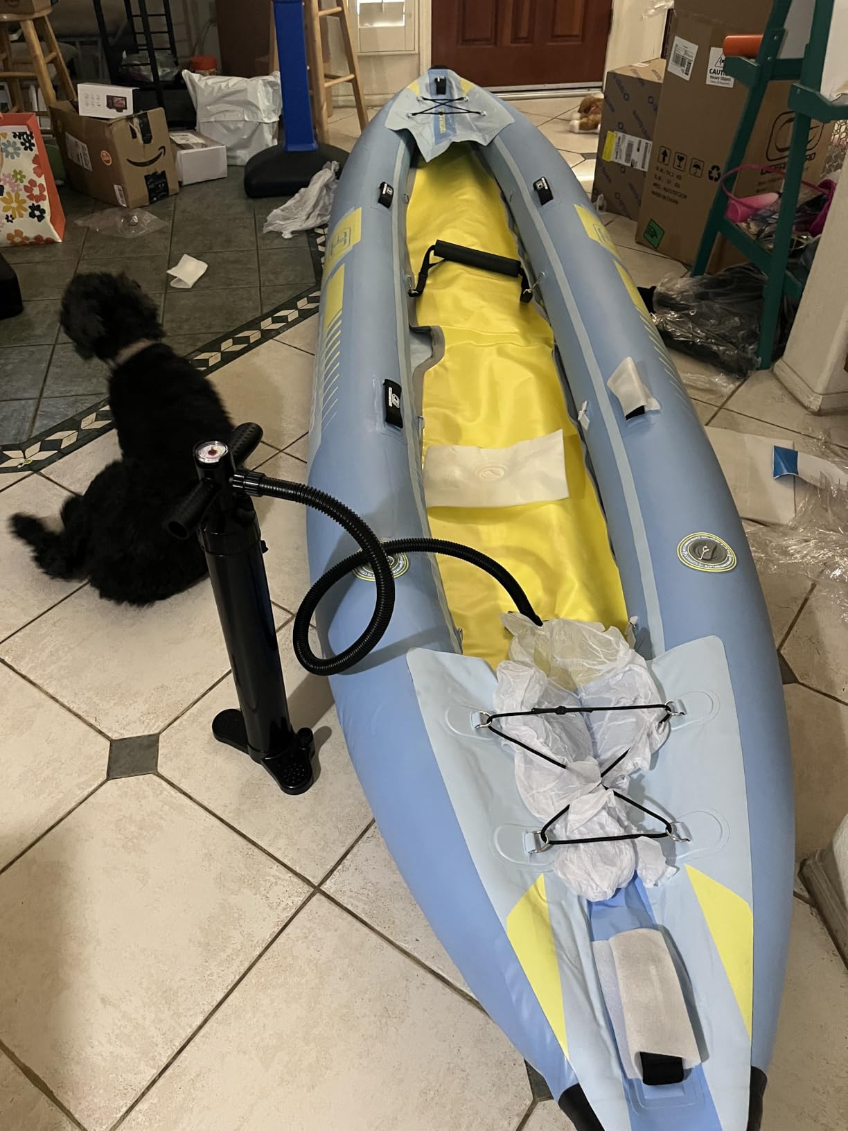 OCEANBROAD Inflatable Sit-in Kayak(NO HIN), 1 Person/2 Person Touring Kayak | Drop-Stitch Floor, 10.5ft/13.7ft, Single/Tandem, Blow Up Kayak for Adults with Paddle, Kayak Seat, Pedal, Hand Pump, Bag customer photo 2