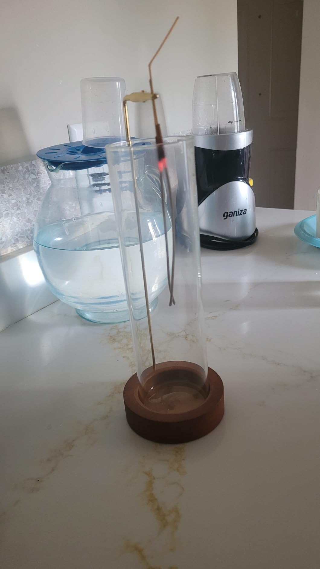 Incense Holder for Sticks, Anti-Ash Flying Incense Burner with 30 Incense Sticks, Detachable Glass Ash Catcher (Wood, Brown) customer photo 2
