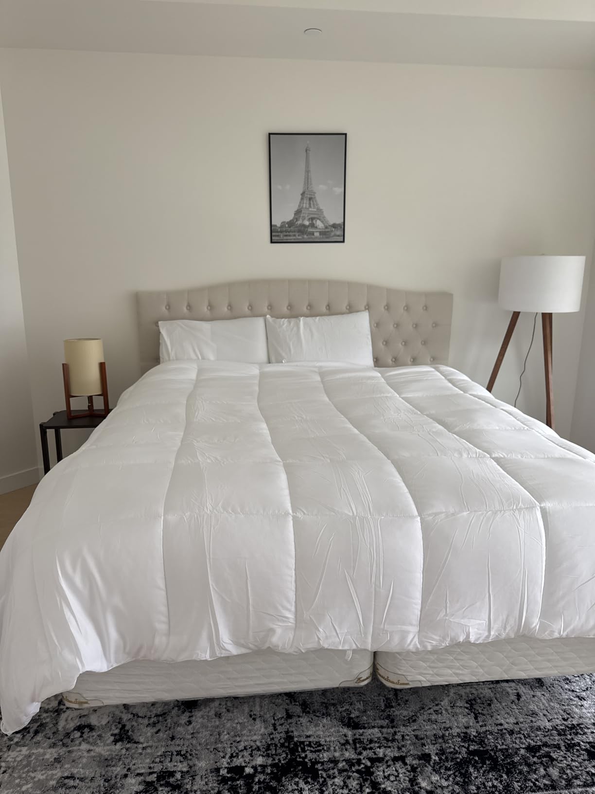Befurtori King Headboard Only, Linen Classic Tufted Design, Ivory | 2 installation options: 1.bed frame mount 2.wall mount (for adjustable bed), Classic hand-tufted headboard king size customer photo 2