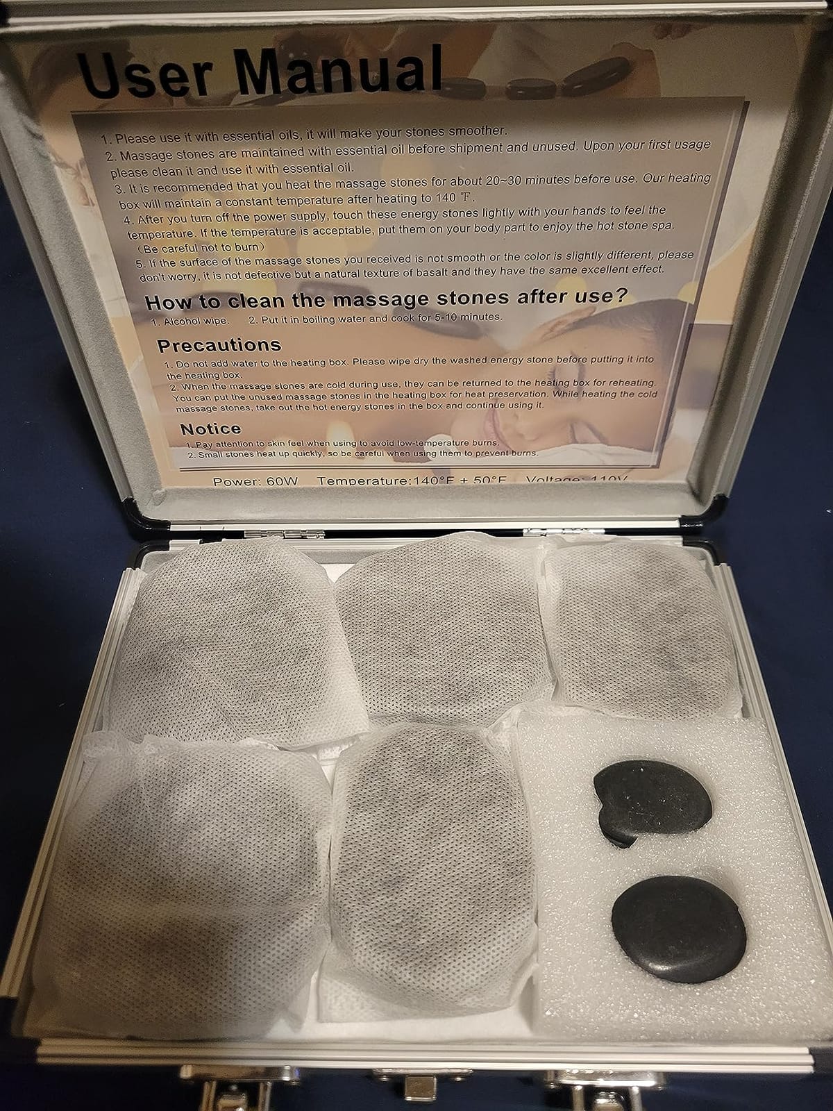 Hot Stones Massage Warmer Kit, 9Pcs Hot Stones Massage Set Portable Hot Stone with Heater, Hot Rocks Basalt Massage Stones for Home Spa Warming Therapy Relaxing Gift customer photo 2