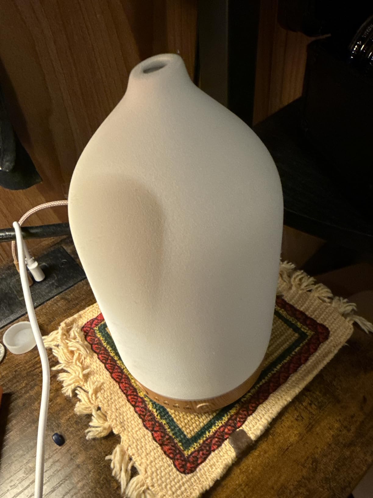 200ML Ceramic Essential Oil Diffuser for Home, Stone Diffuser | Ultrasonic Aromatherapy Diffuser & Air Humidifier for Bedroom, Office, Yoga, 7 LED Lights, Auto Shut-Off, 3 Timers, Wood Grain customer photo 1