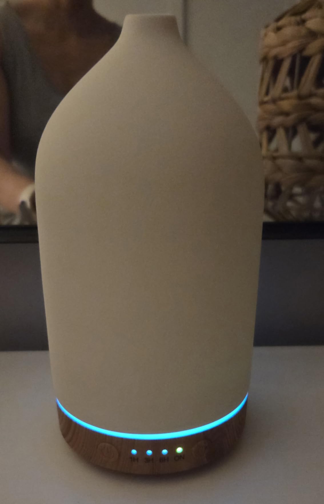 200ML Ceramic Essential Oil Diffuser for Home, Stone Diffuser | Ultrasonic Aromatherapy Diffuser & Air Humidifier for Bedroom, Office, Yoga, 7 LED Lights, Auto Shut-Off, 3 Timers, Wood Grain customer photo 2