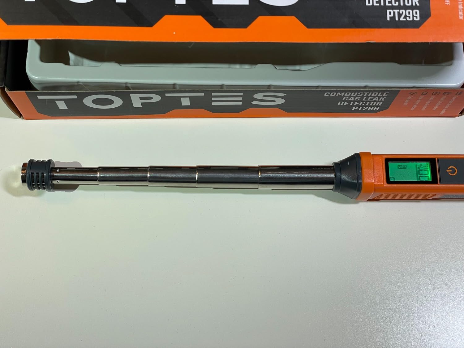 Natural Gas Detector, TopTes PT299 Gas Leak Detector with Extendable Rod, Portable Propane Sniffer for Detecting Combustible Leaks Like Methane & Butane for Home, RV (Includes Battery x2) - Orange customer photo 1