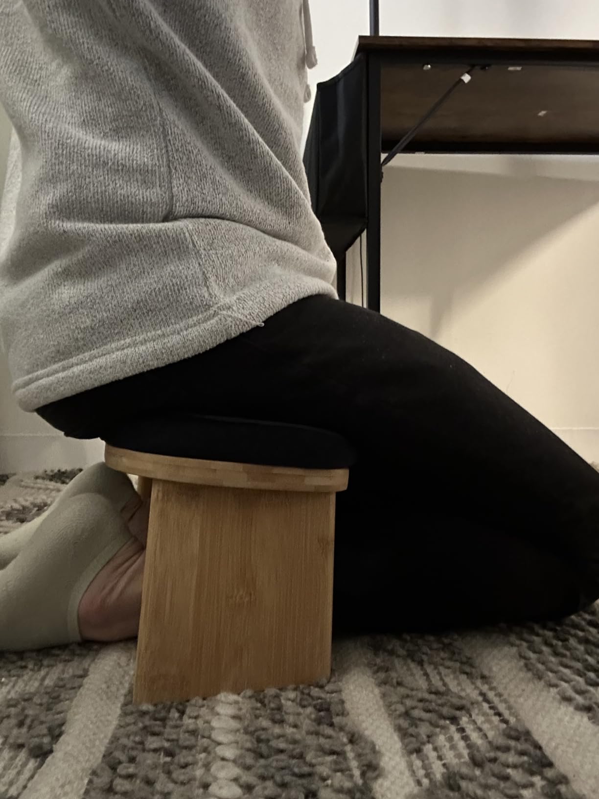 Yoga Dood Meditation Bench - Folding Bamboo Meditation Stool | Premium Bamboo Construction with Washable Velvet Cushion & Carry Bag, Seiza Prayer Bench, Compact Folding Design customer photo 1