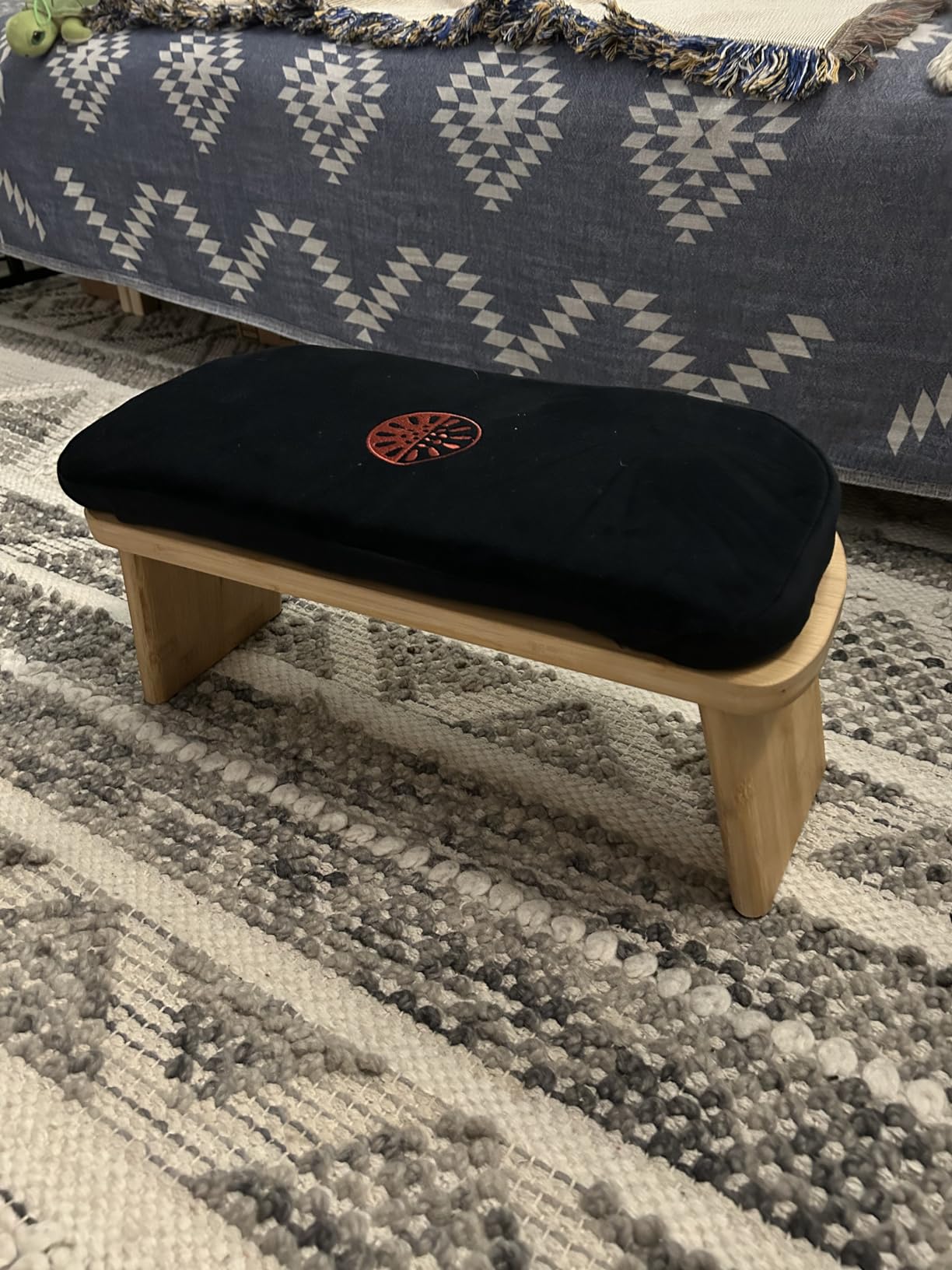 Yoga Dood Meditation Bench - Folding Bamboo Meditation Stool | Premium Bamboo Construction with Washable Velvet Cushion & Carry Bag, Seiza Prayer Bench, Compact Folding Design customer photo 2