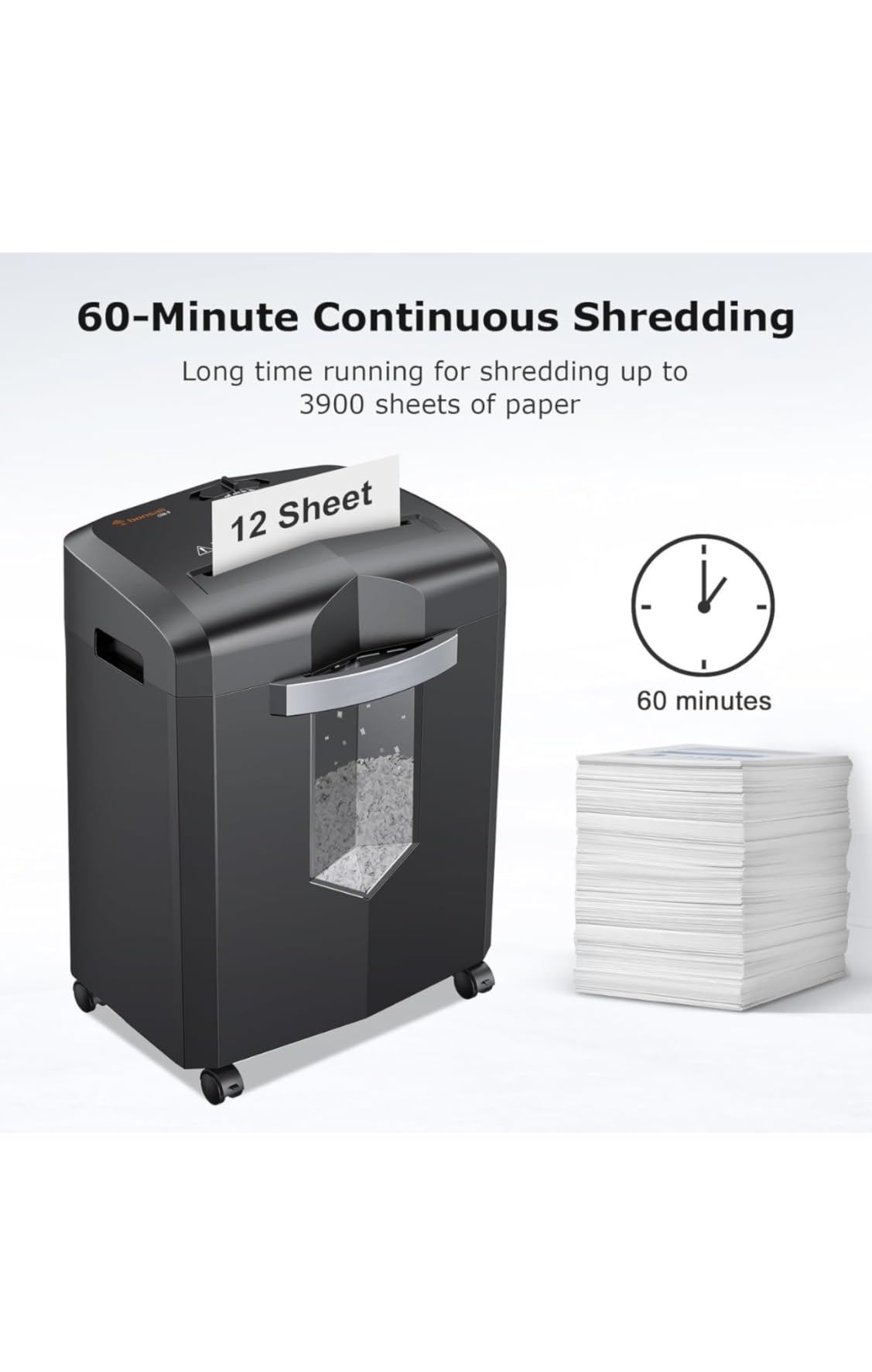 Bonsaii 12-Sheet Micro Cut Heavy Duty Paper Shredder for Home Office | Jam-Proof System, P-4 Security Level, Shreds CD/Cards/Staples, 4.2Gal Pullout Bin with Casters, Quiet Shredder C266-B customer photo 1