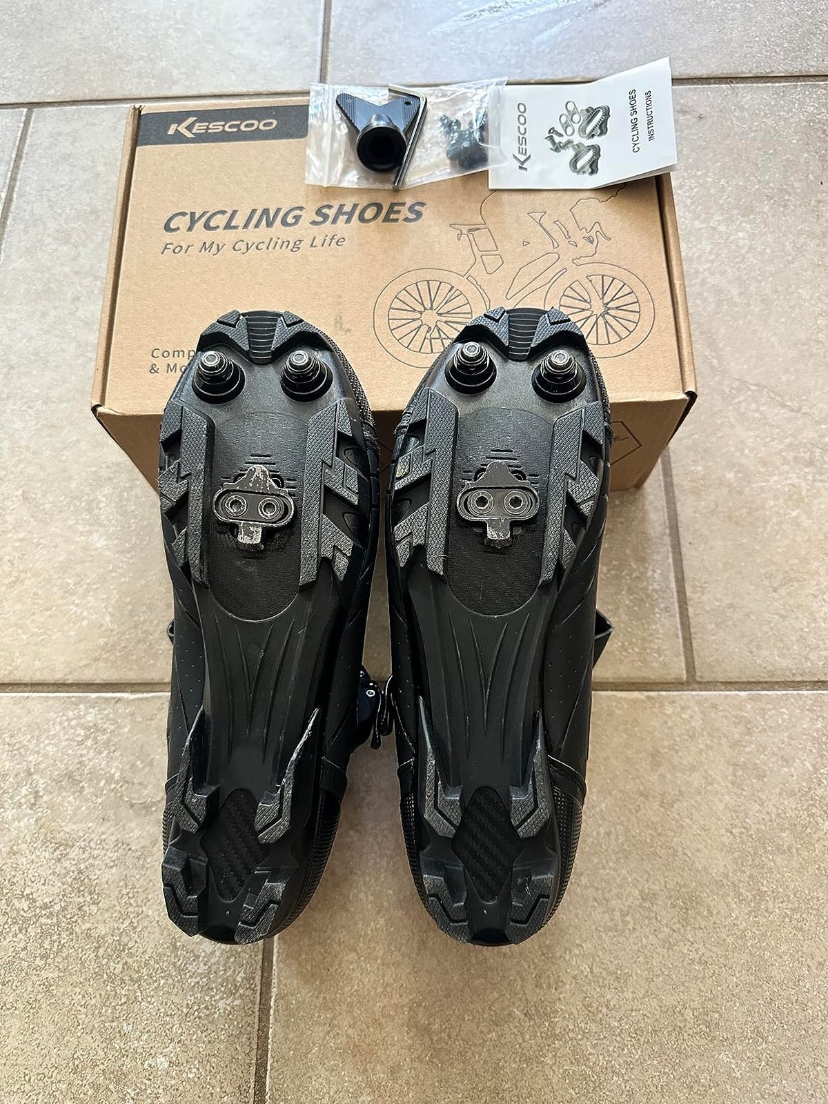 KESCOO Mens Mountain Bike Shoes with 2-Bolts SPD Cleats Included, Cycling Shoes with Quick Ratchet Buckle Indoor Outdoor Riding Biking customer photo 2