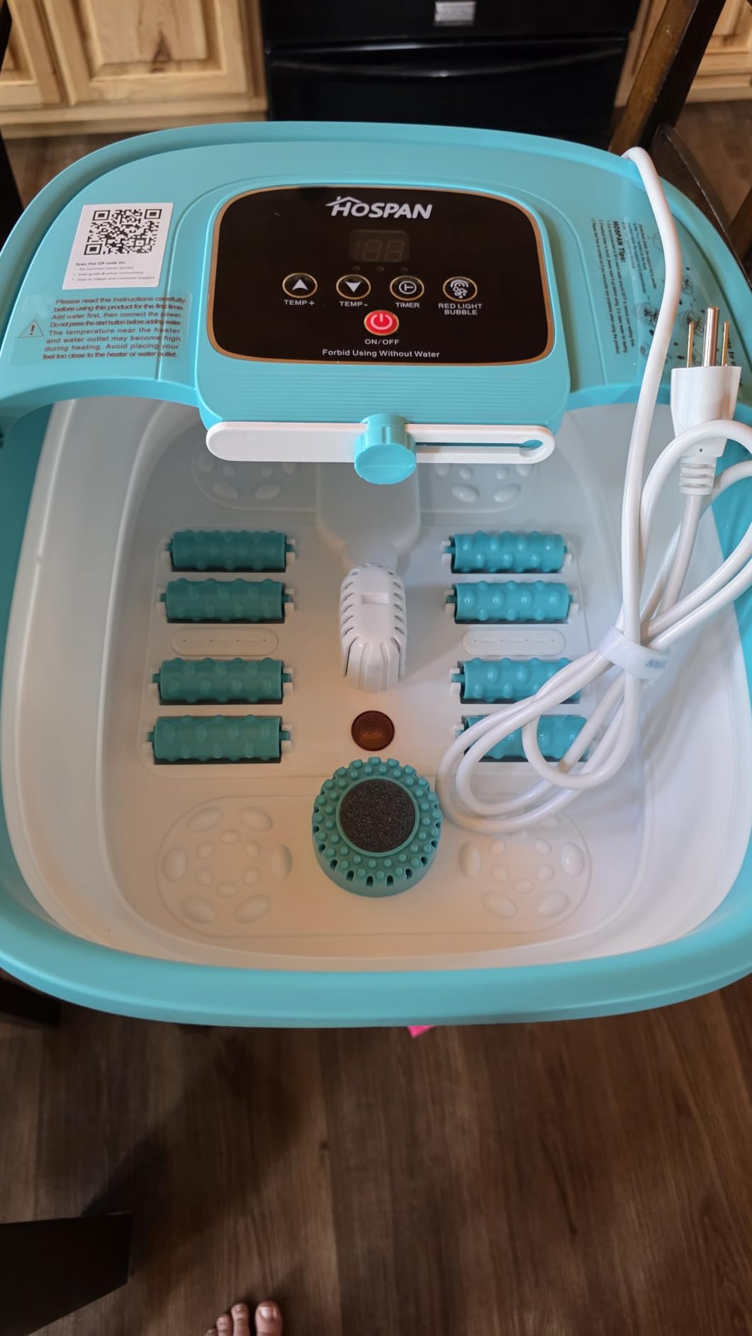 HOSPAN Collapsible Foot Spa, Foot Bath Massager with Heat, Bubble & Massage | 8 Shiatsu Rollers, 95°F-118°F Temp Control, Red Light, Handle, Space-Saving Collapsible Design, for Stress Relief customer photo 1