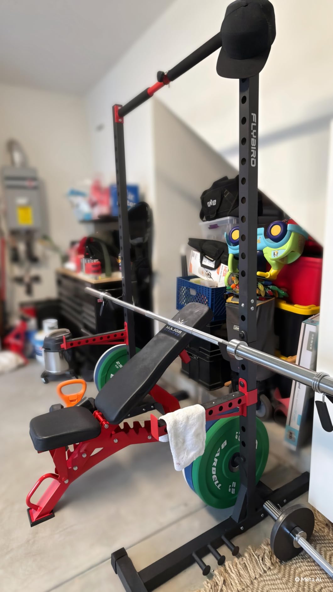 FLYBIRD SR1 Squat Rack, Adjustable Power Rack for 6FT/7FT Barbells | Squat Rack for Home Gyms with Pull-Up Bar, 22 Adjustment Positions, J-Hooks and Safety Spotter Arms customer photo 2