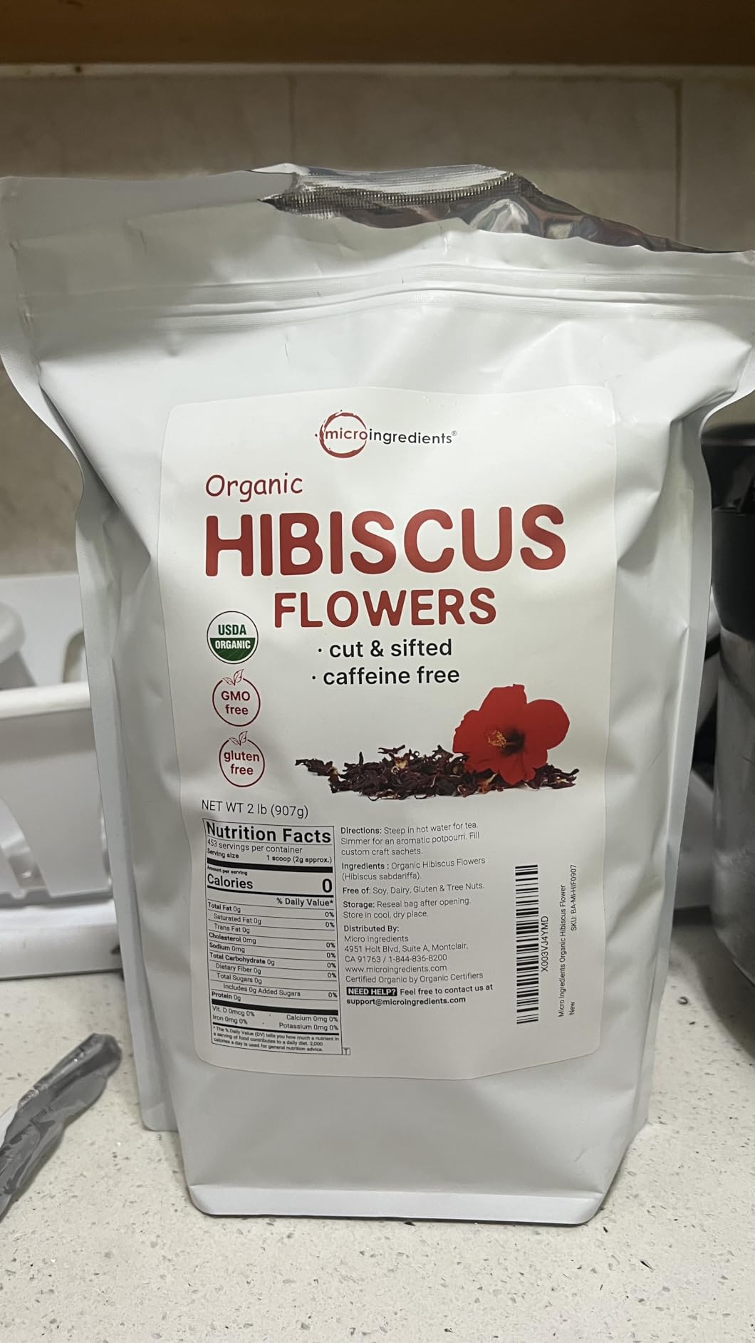 Organic Hibiscus Flowers, 2lbs (450+cups) | Flor de Jamaica, Loose Leaf Tea for Hibiscus Flowers | Cut & Sifted Dried Leaves | Caffeine Free, Non-GMO, No Sugar customer photo 1