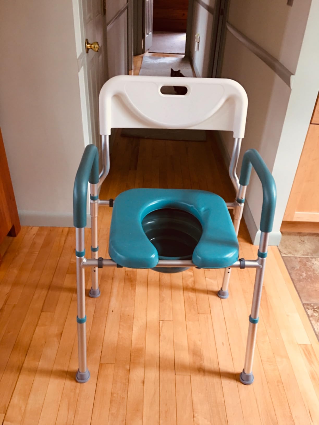 PELEGON Raised Toilet Seat with Handles (400lb) - Adjustable Height & Width Toilet Chair with Arms, Toilet Riser with Handles, Toilet Chair Over Toilet, Handicap Toilet Seat for Elderly (Grey) customer photo 2