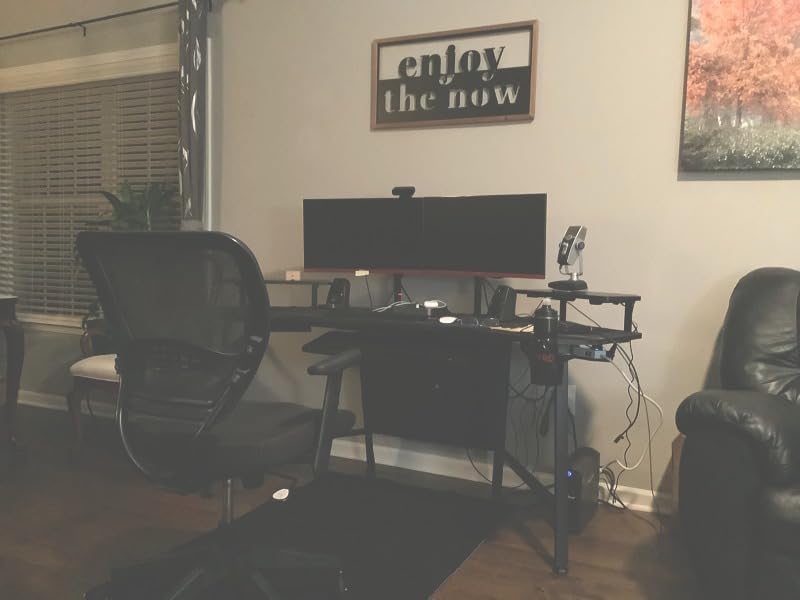 EUREKA ERGONOMIC Gaming Desk Wing Shaped Keyboard Tray 72 Inch Maple | LED monitor stand with dual headphone hooks and cup holder, built for gaming, streaming, and studio setups customer photo 2