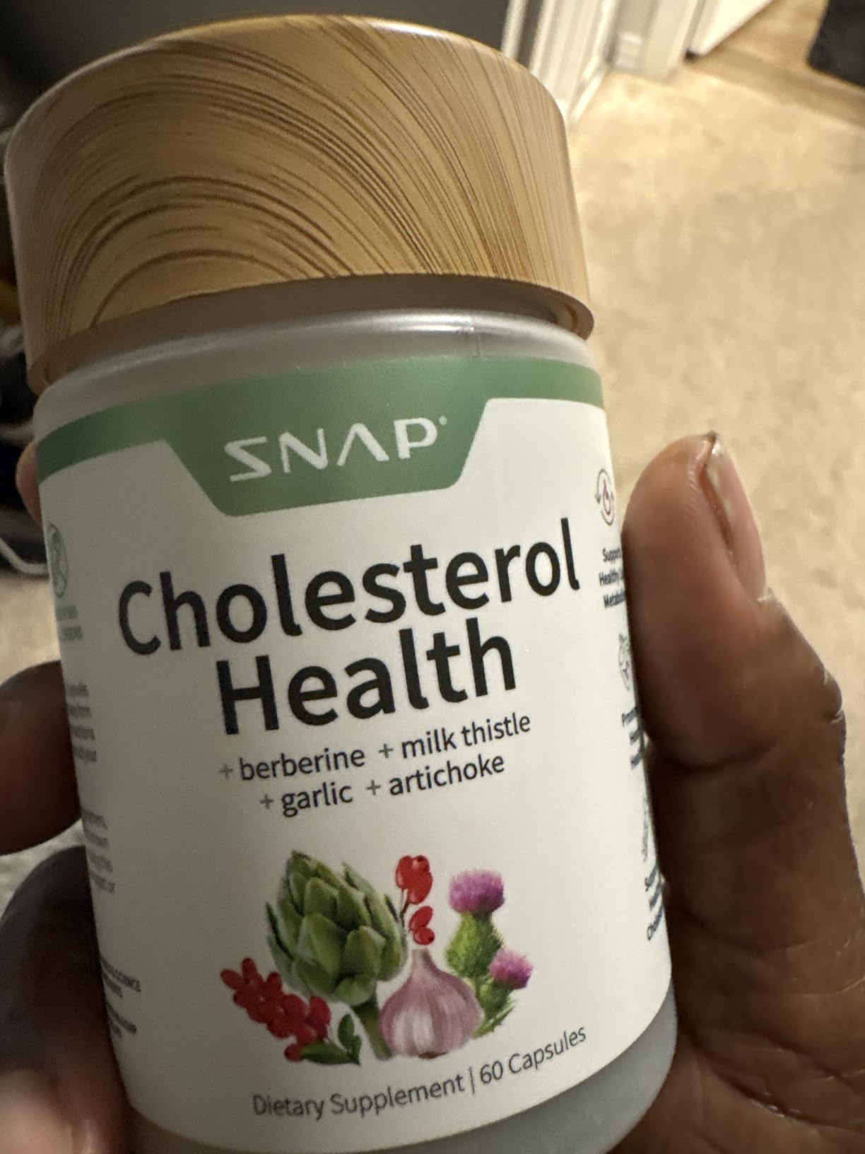 Snap Supplements Cholesterol Health, Berberine, Milk Thistle, 60 Capsules | Cholesterol Complex Supplement, Milk Thistle Silymarin, Artichoke, Garlic, Beta Sitosterol, Healthy Liver & Prostate Support customer photo 2