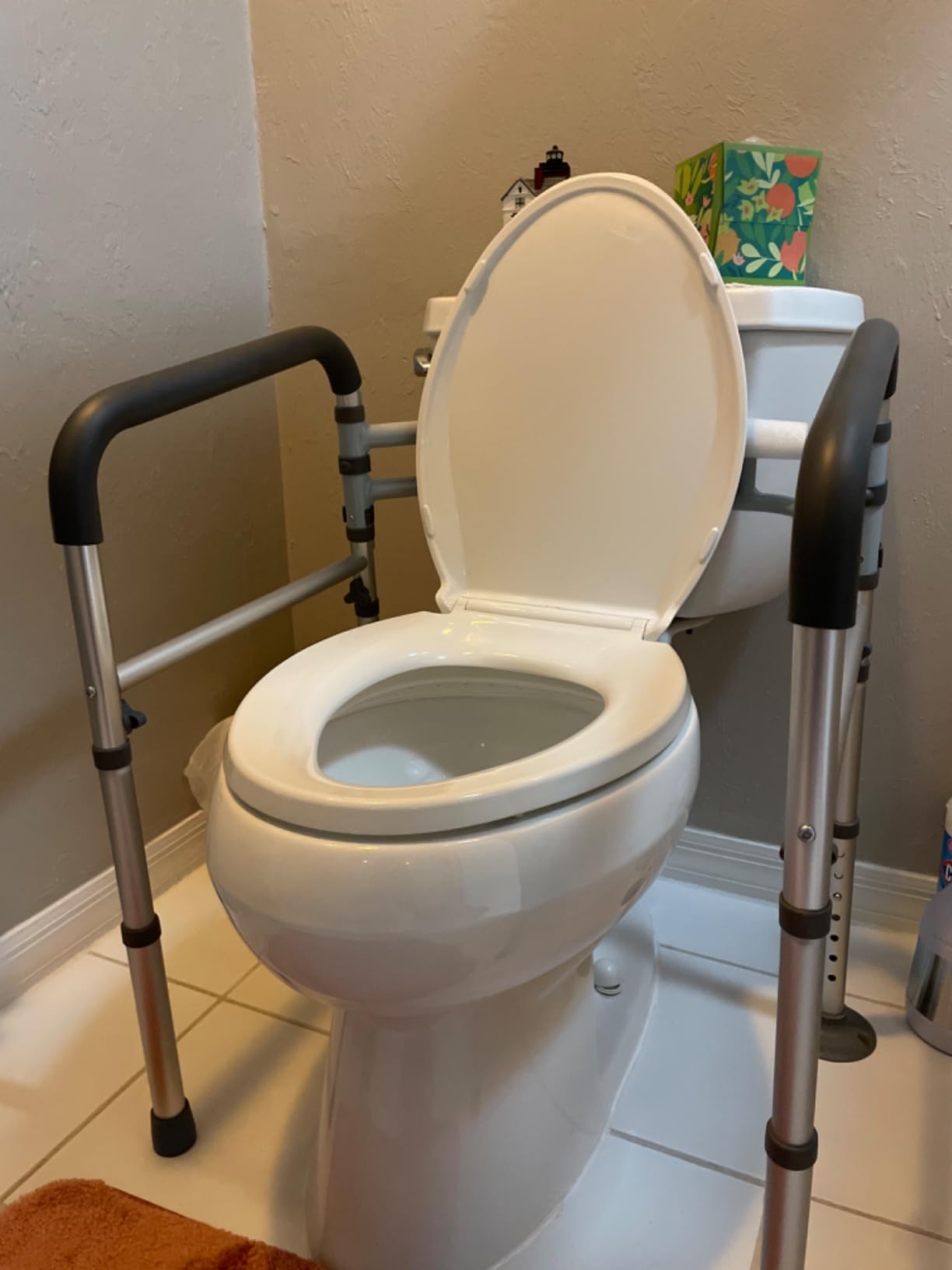 Toilet Safety Rails (350 LB), Toilet Handle Frame for Elderly | Adjustable, Foldable Toilet Bars for Disabled Adults, Supports All Toilet Types customer photo 1