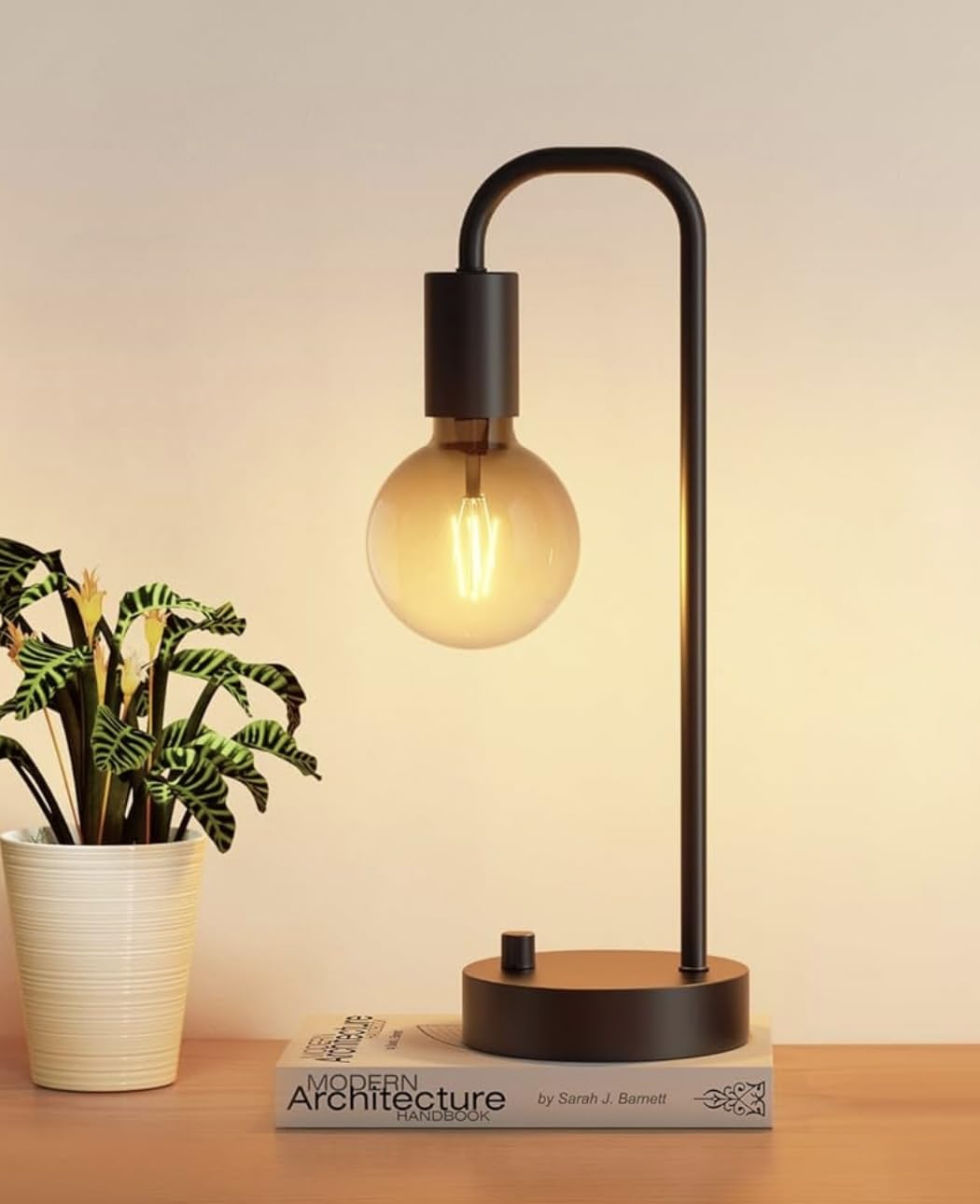 ONEWISH Industrial Table Lamp for Bedroom, Fully Dimmable Modern Bedside Lamps with 2700K Warm Light Bulb for Kids Reading, Minimalist Nightstand Lamps for Living Room, Office (Bulb Included) customer photo 2