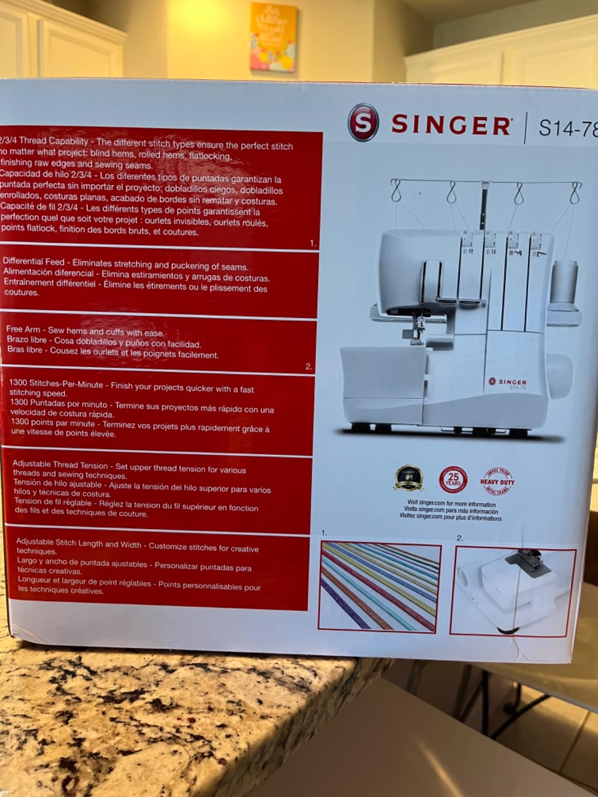 SINGER S14-78 Serger with Accessory Kit | Overlock Machine with 2-3-4 Stitch Capability, 1200 Stitches/Minute, Differential Feed, LED Light and Free Arm customer photo 2