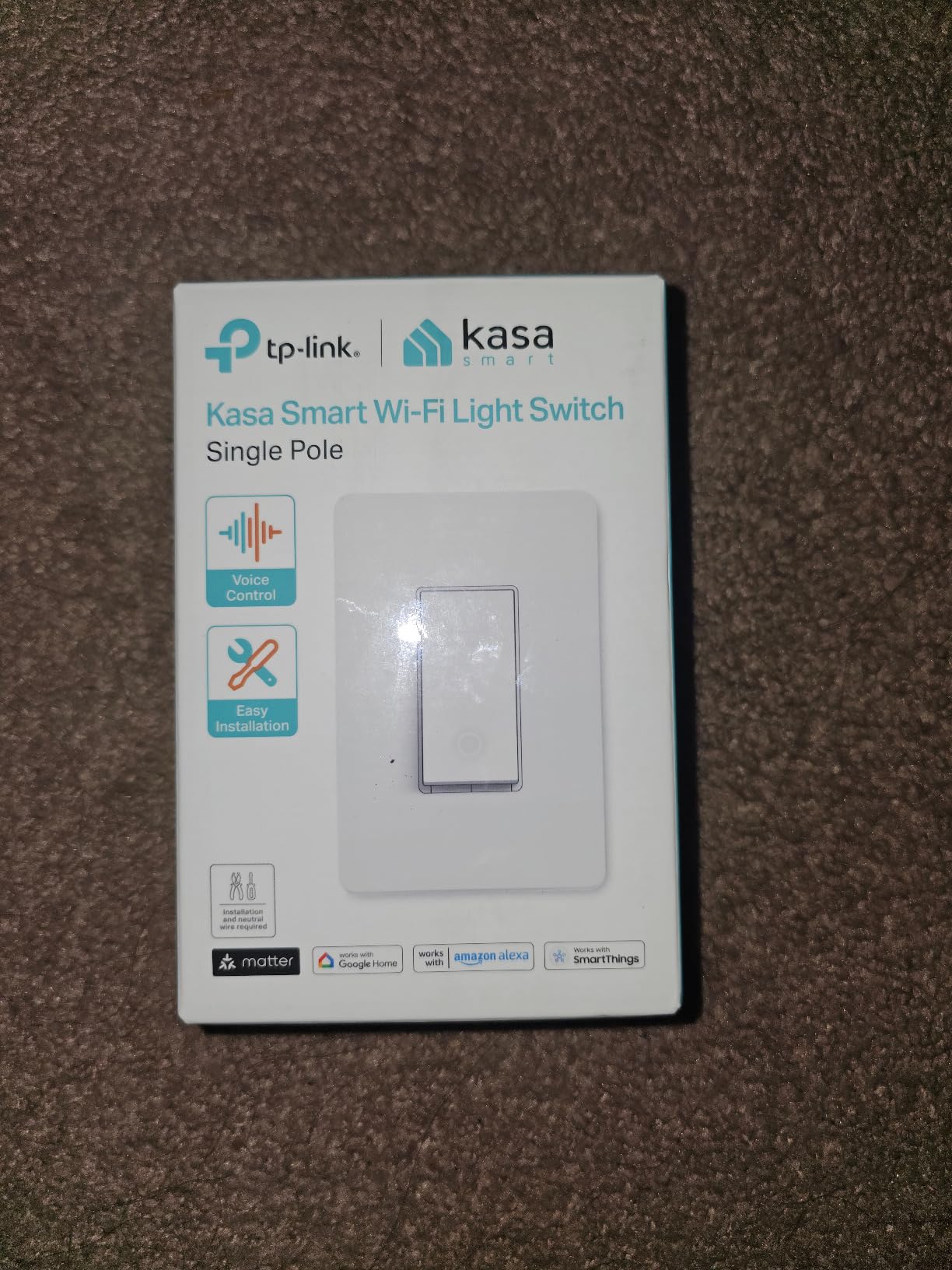 Kasa Matter Smart Light Switch: Voice Control w/Siri, Alexa & Google Assistant | UL Certified | Timer & Schedule | Easy Guided Install | Neutral Wire Required | Single Pole | 2.4GHz Wi-Fi | KS205 customer photo 1