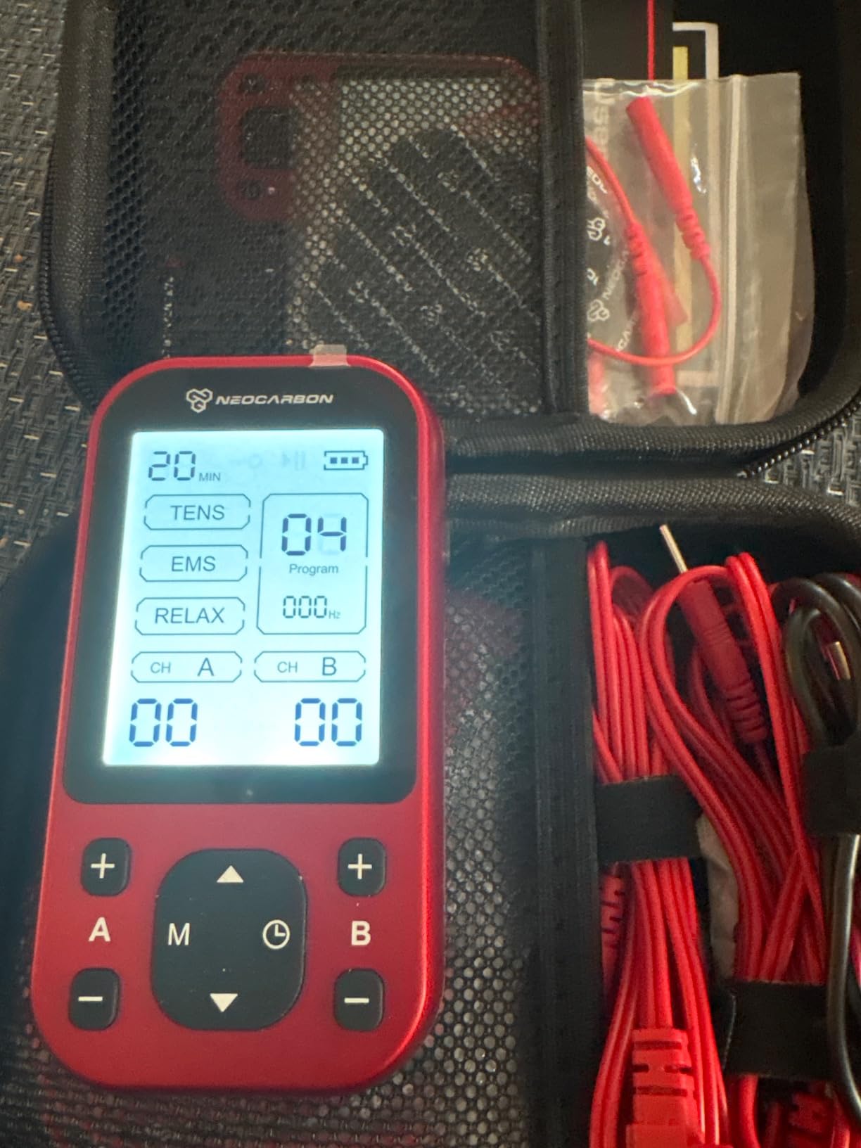 NEOCARBON TENS Unit Muscle Stimulator Pro for Back Pain Relief, Red | Versatile Pain Relief, All-in-One Kit, Portable & Convenient, Pulse Massager Pain Relief Kit, Fast & Efficient Charging customer photo 1
