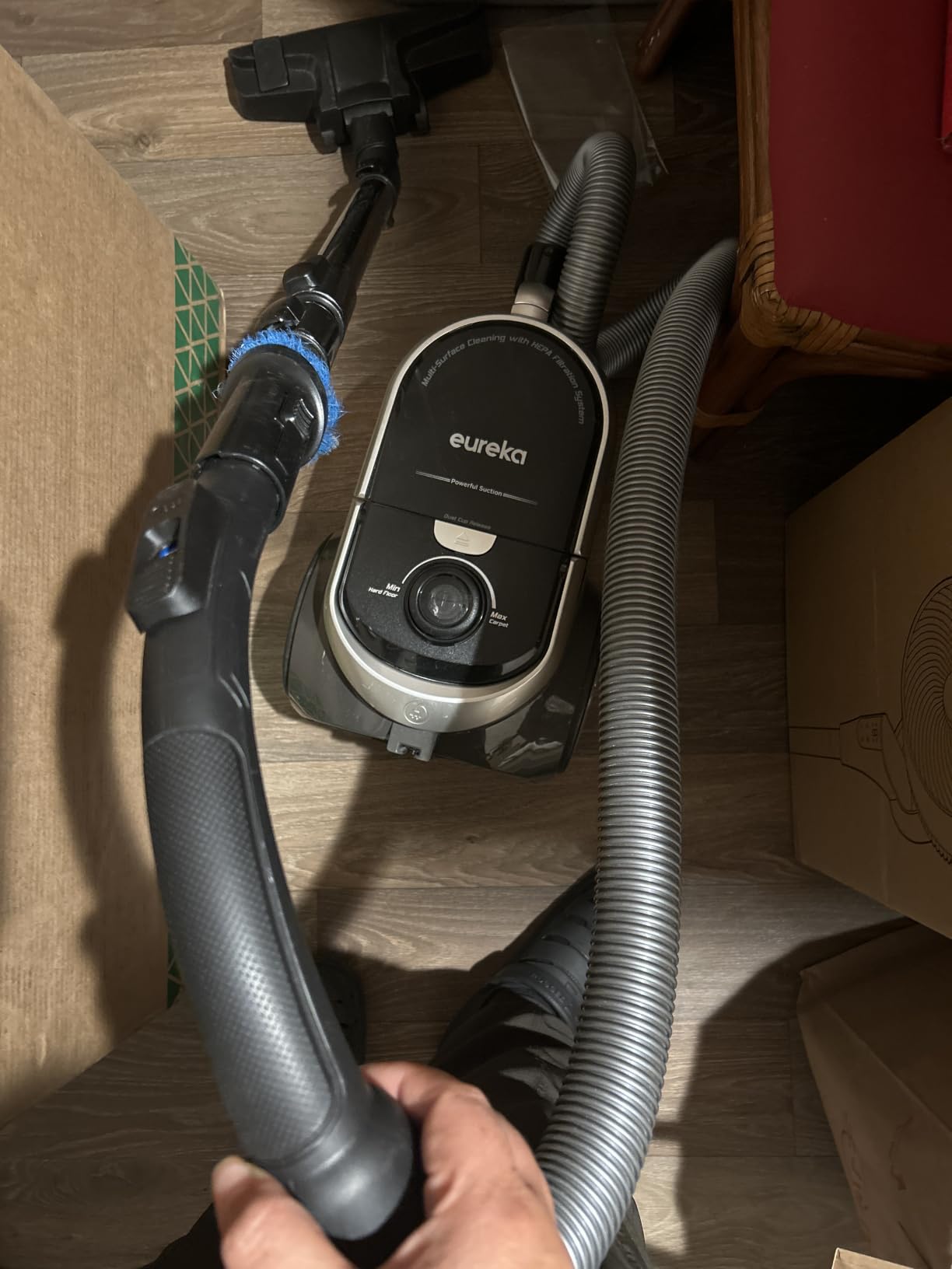 Eureka Bagless Canister Vacuum Cleaner, Vacuum for Hardwood Floor, Carpet | NEN180 WhirlWind, Lightweight, 1000W, ≤82 dBA. HEPA, Auto cord rewind, 2-in-1 vac customer photo 1