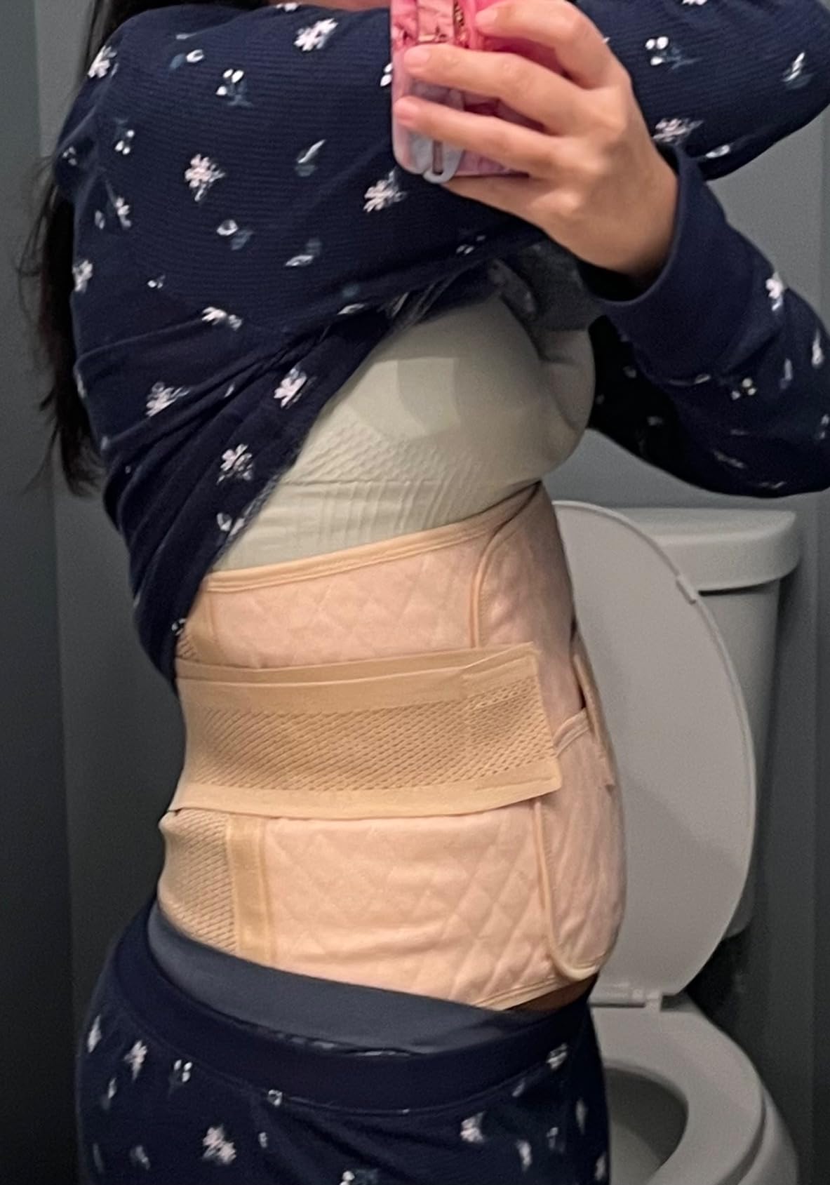 MAMODY Postpartum Belly Band Belly Wrap Abdominal Binder Post Surgery | C-section Recovery Support Belt After Birth Brace, Slimming Girdles, Midnight Black, S/M customer photo 1