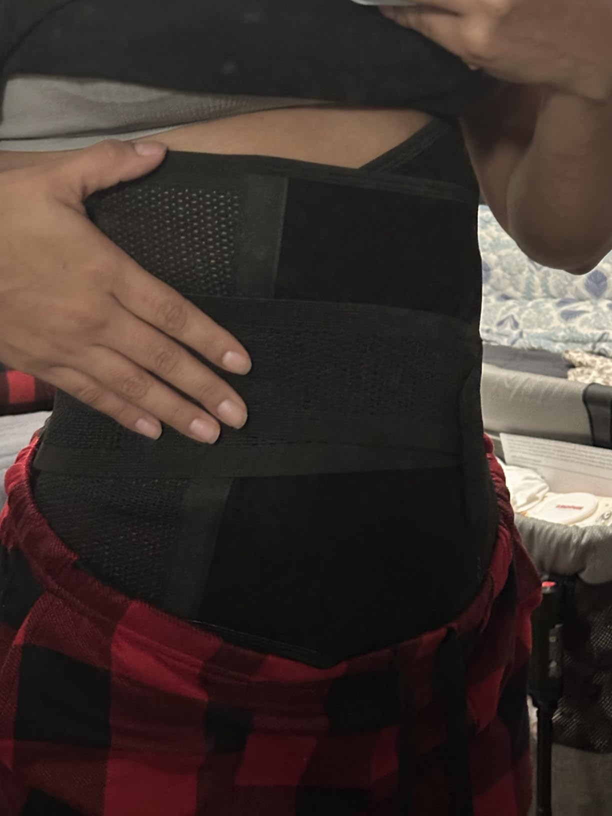 MAMODY Postpartum Belly Band Belly Wrap Abdominal Binder Post Surgery | C-section Recovery Support Belt After Birth Brace, Slimming Girdles, Midnight Black, S/M customer photo 2