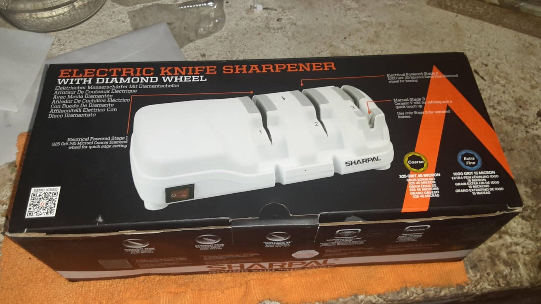 SHARPAL 198H Electric Knife Sharpener 3 Stage with Diamond Wheels | Suit for Double-Beveled Straight Edge Knives, Quick Razor-Sharp Results, Low Noise customer photo 1