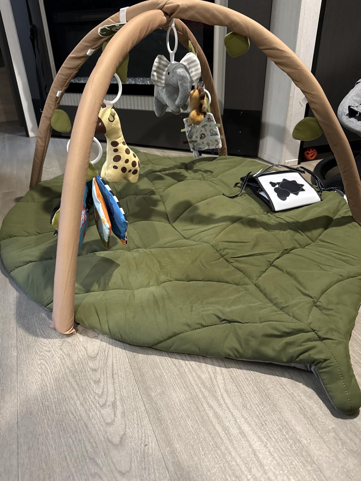Blissful Diary Baby Play Gym & Activity Mat, Oversize Leaf Shaped Baby Play Mat w 6 Detachable Toys, Tummy Time Mat customer photo 1