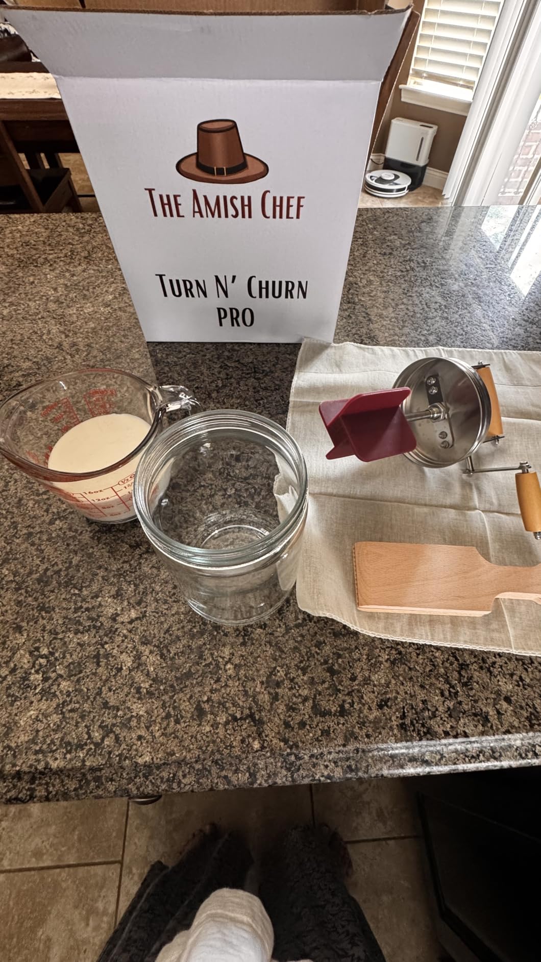 Butter Churner Hand Crank Mason Jar with Crock, Homemade Churn Kit Machine | Bell-Shaped French Butter Dish & Shaping Paddles Included customer photo 2