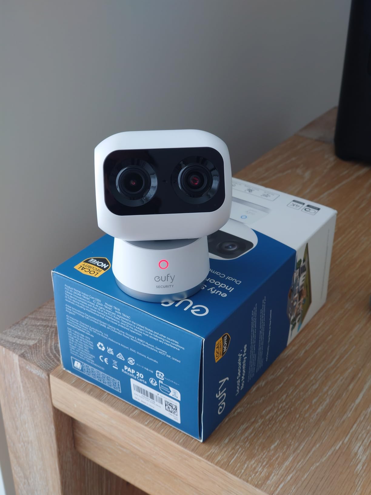 eufy Security 4K Indoor Cam S350, No Subscription, Dual Cameras, 8x Zoom | 360 Coverage, Works as a Pet Camera, Nanny/Senior/Baby Monitor, AI Auto-Tracking, Human/Pet/Cry Detection, 2.4/5 GHz Wi-Fi customer photo 1