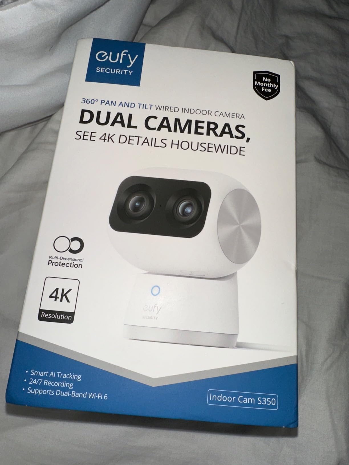 eufy Security 4K Indoor Cam S350, No Subscription, Dual Cameras, 8x Zoom | 360 Coverage, Works as a Pet Camera, Nanny/Senior/Baby Monitor, AI Auto-Tracking, Human/Pet/Cry Detection, 2.4/5 GHz Wi-Fi customer photo 2