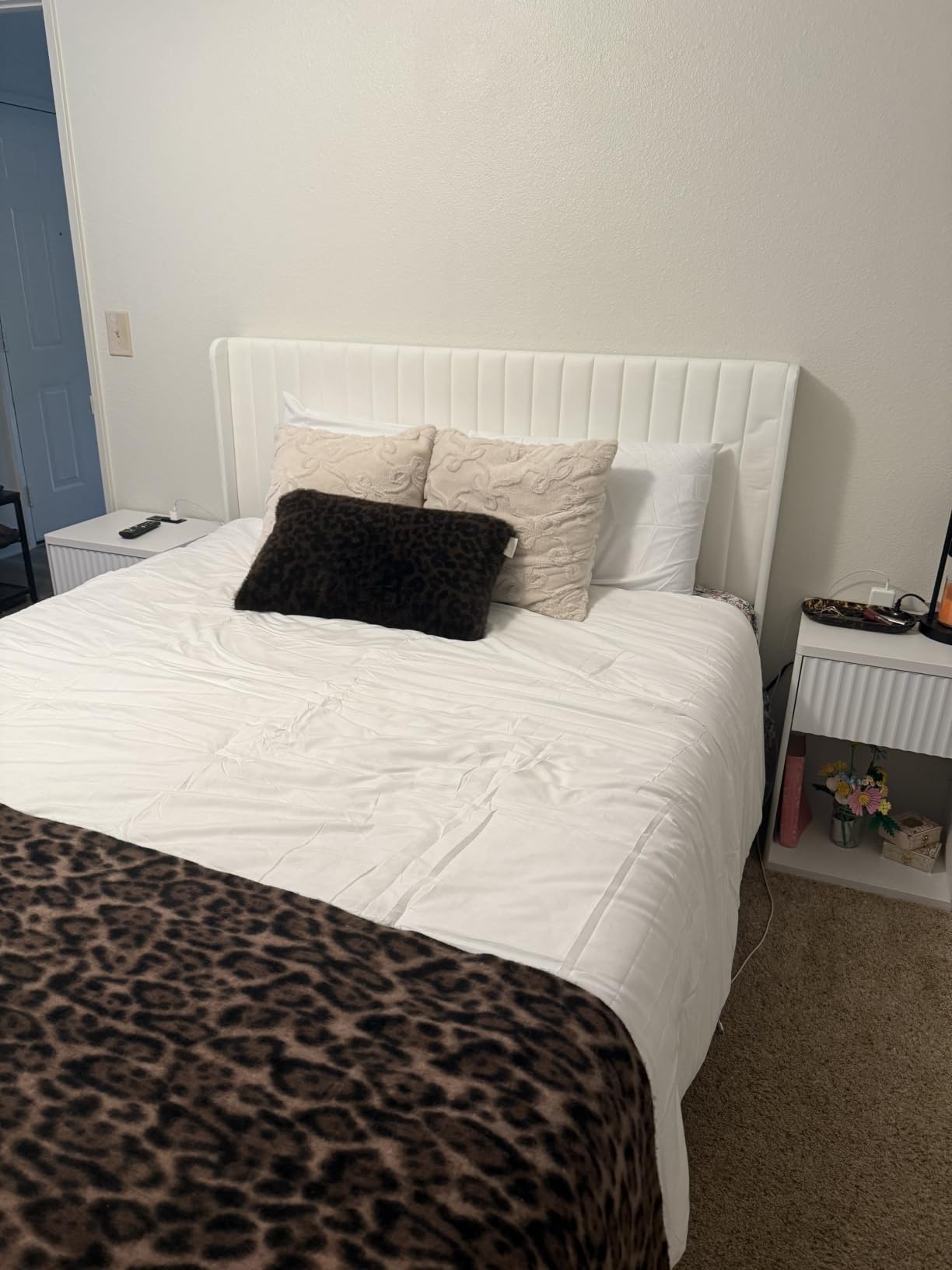 Allewie King Size Velvet Bed Frame/Vertical Channel Tufted Wingback Headboard/Upholstered Platform Bed/Strong Wooden Slats/No Box Spring Needed/Easy Assembly/Black customer photo 2