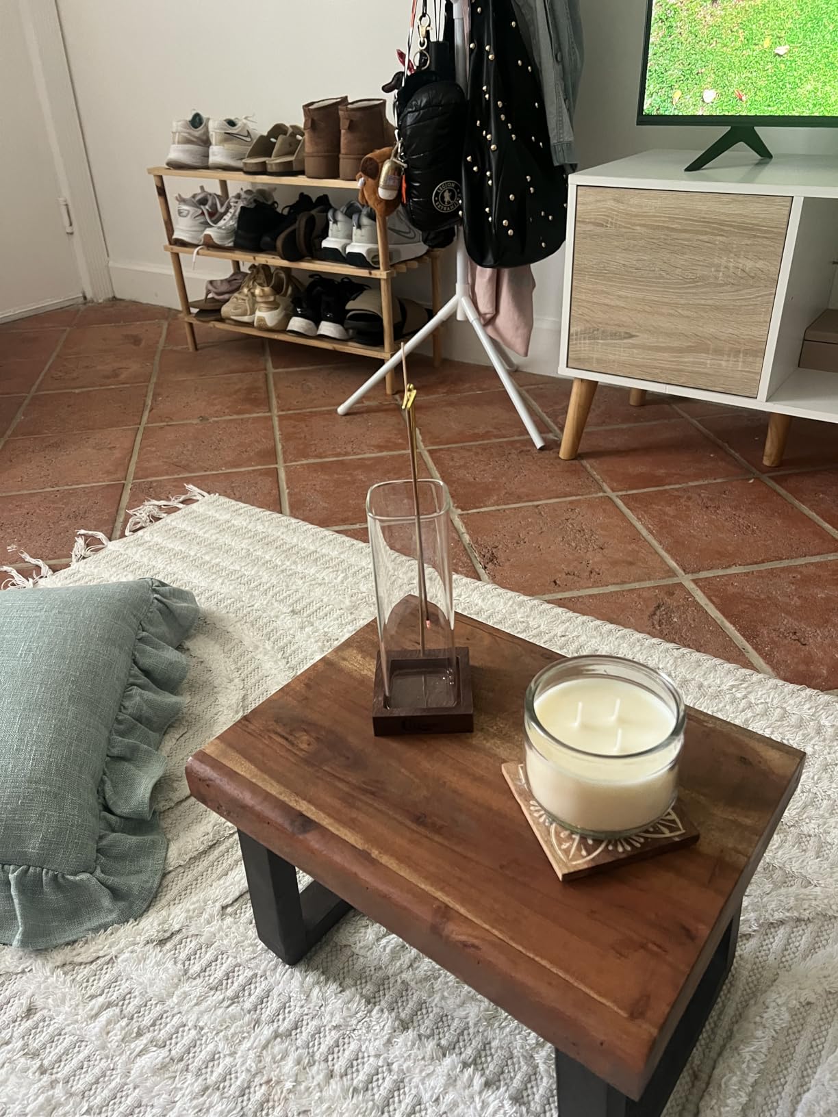 Ceremony Incense Holder, Wooden Incense Holder for Sticks with Glass Ash Catcher, Anti-ash Incense Burner with 20 Incense Sticks and a Ash Brush for Meditation Yoga Spa Room Decor customer photo 2